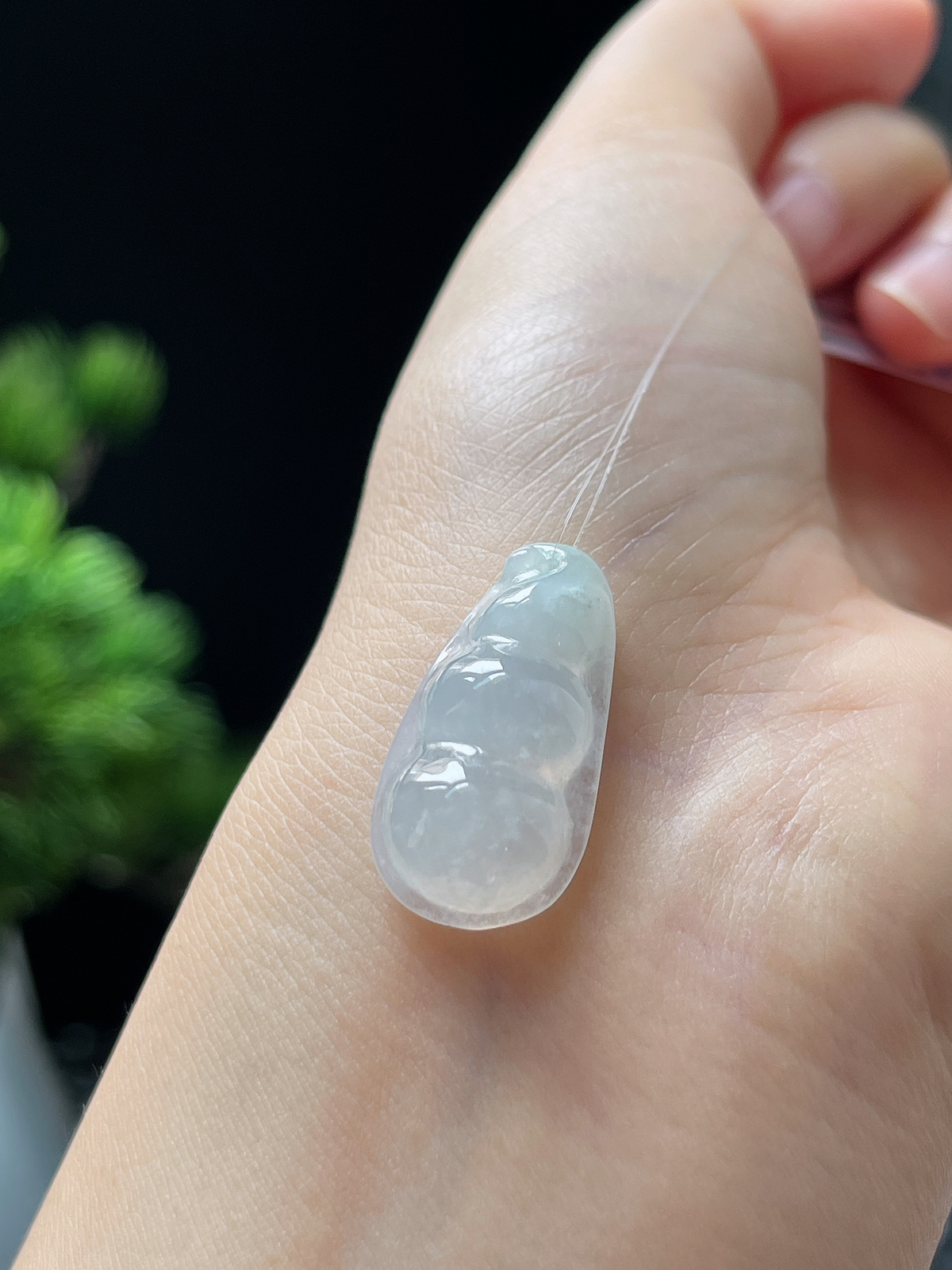 翡翠冰种白色福豆