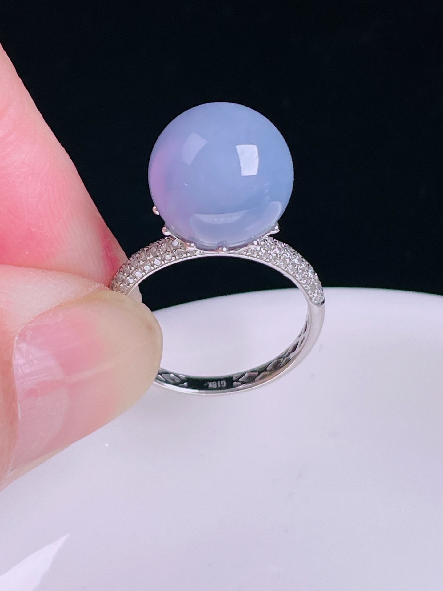 ️戒指，老种起光，细底通透，尺寸：裸石12.3mm