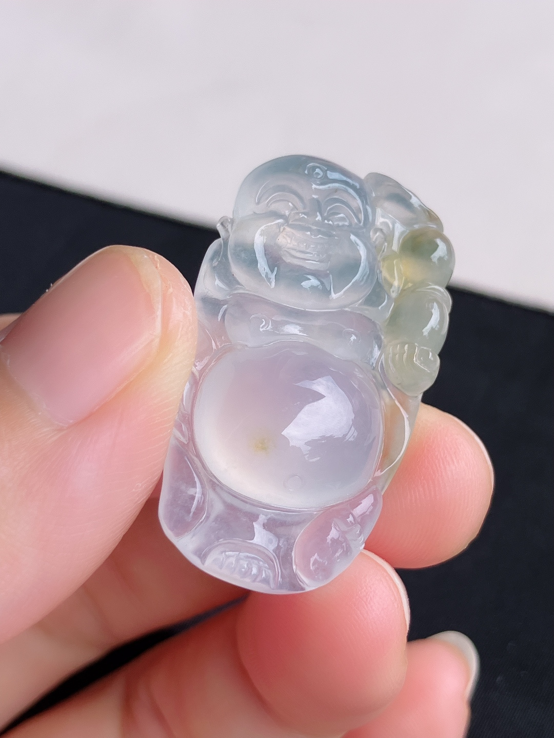 ️双彩布袋佛，晶莹剔透，尺寸34.6/20/8/自然光实拍
