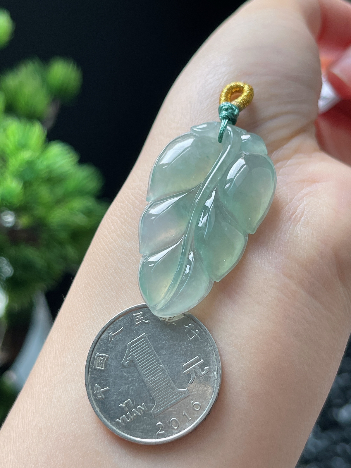 翡翠冰糯种绿色叶子