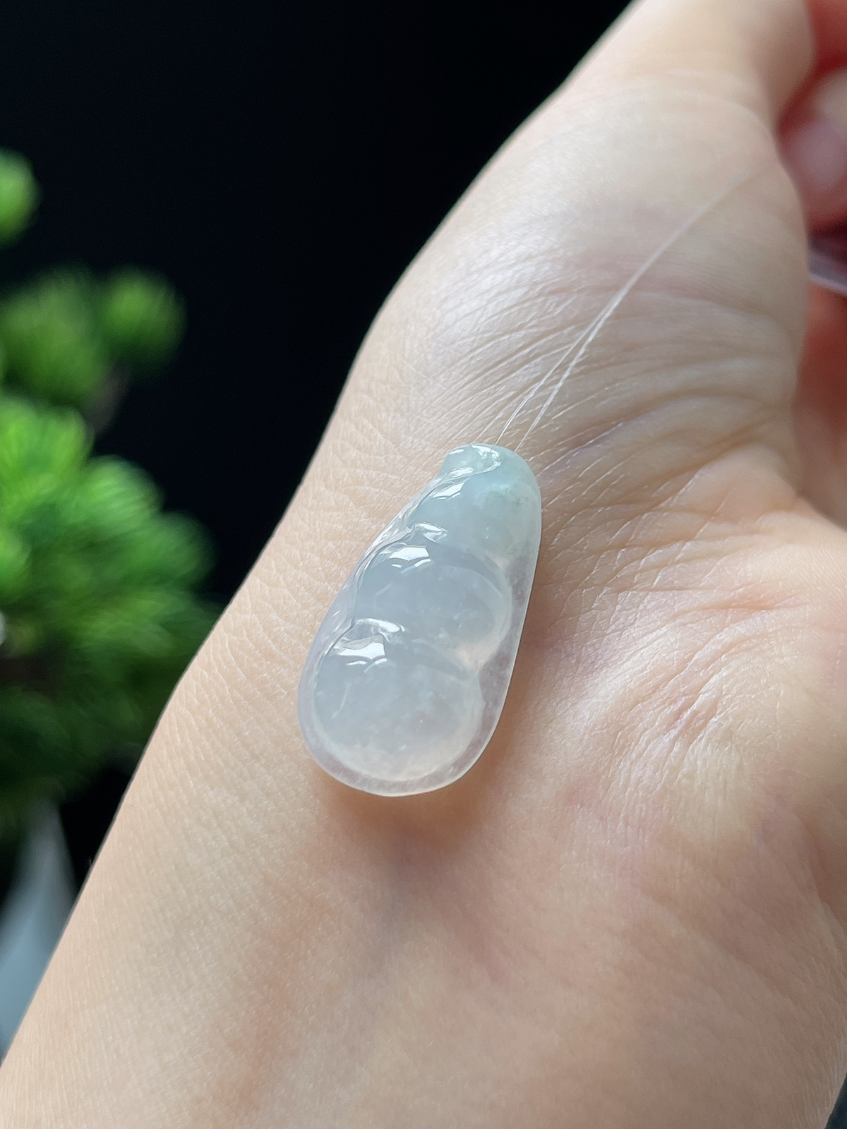 翡翠冰种白色福豆