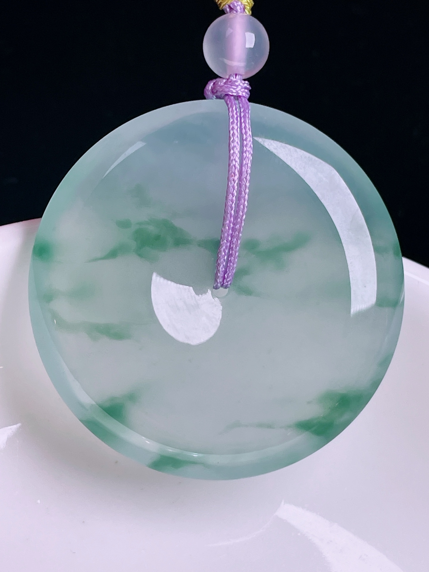 ️飘花平安扣，老种起光，细底通透，尺寸：36/6.3mm0816