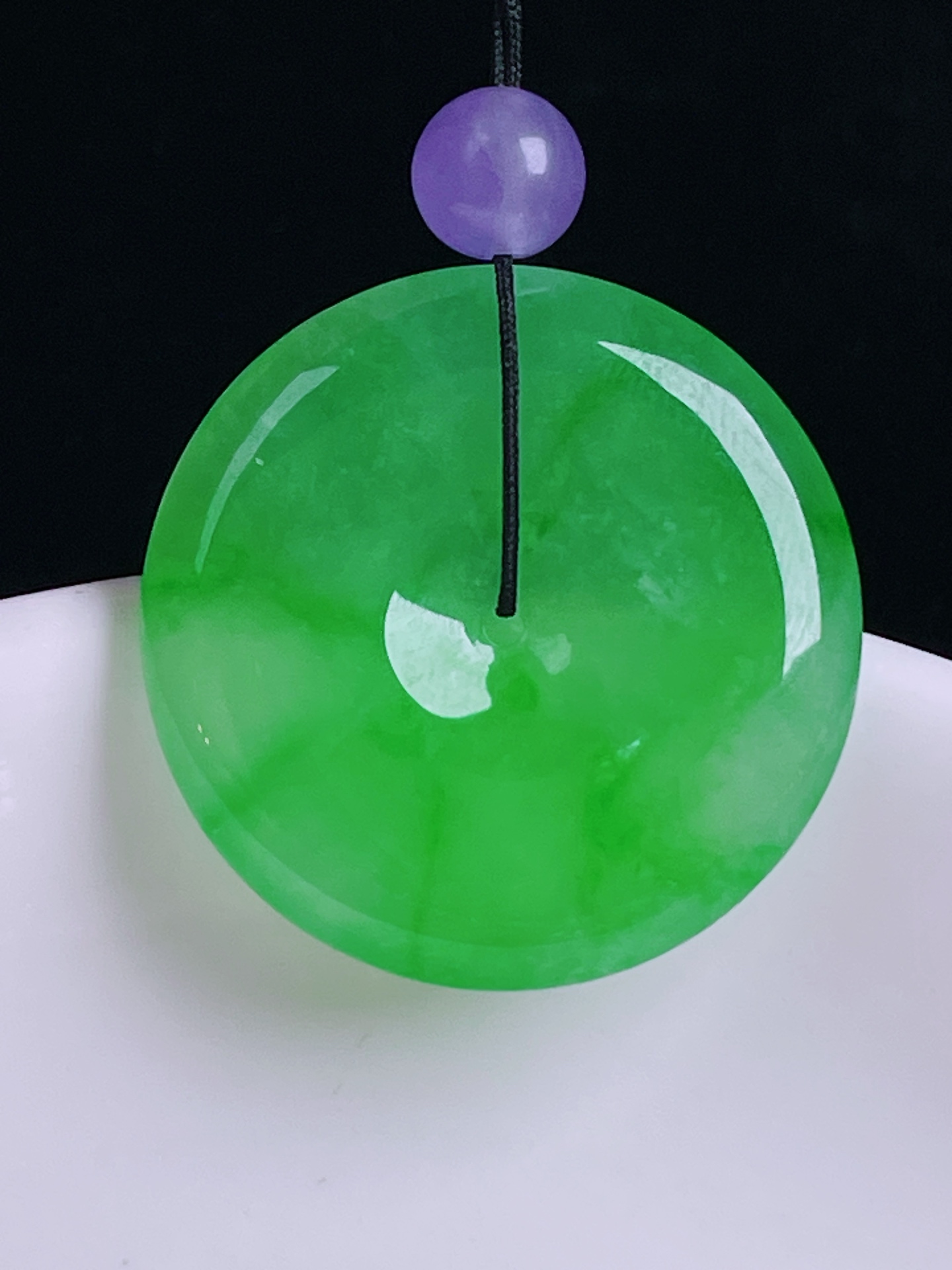 冰绿平安扣，老种起光，细底通透，尺寸：27/4mm0816