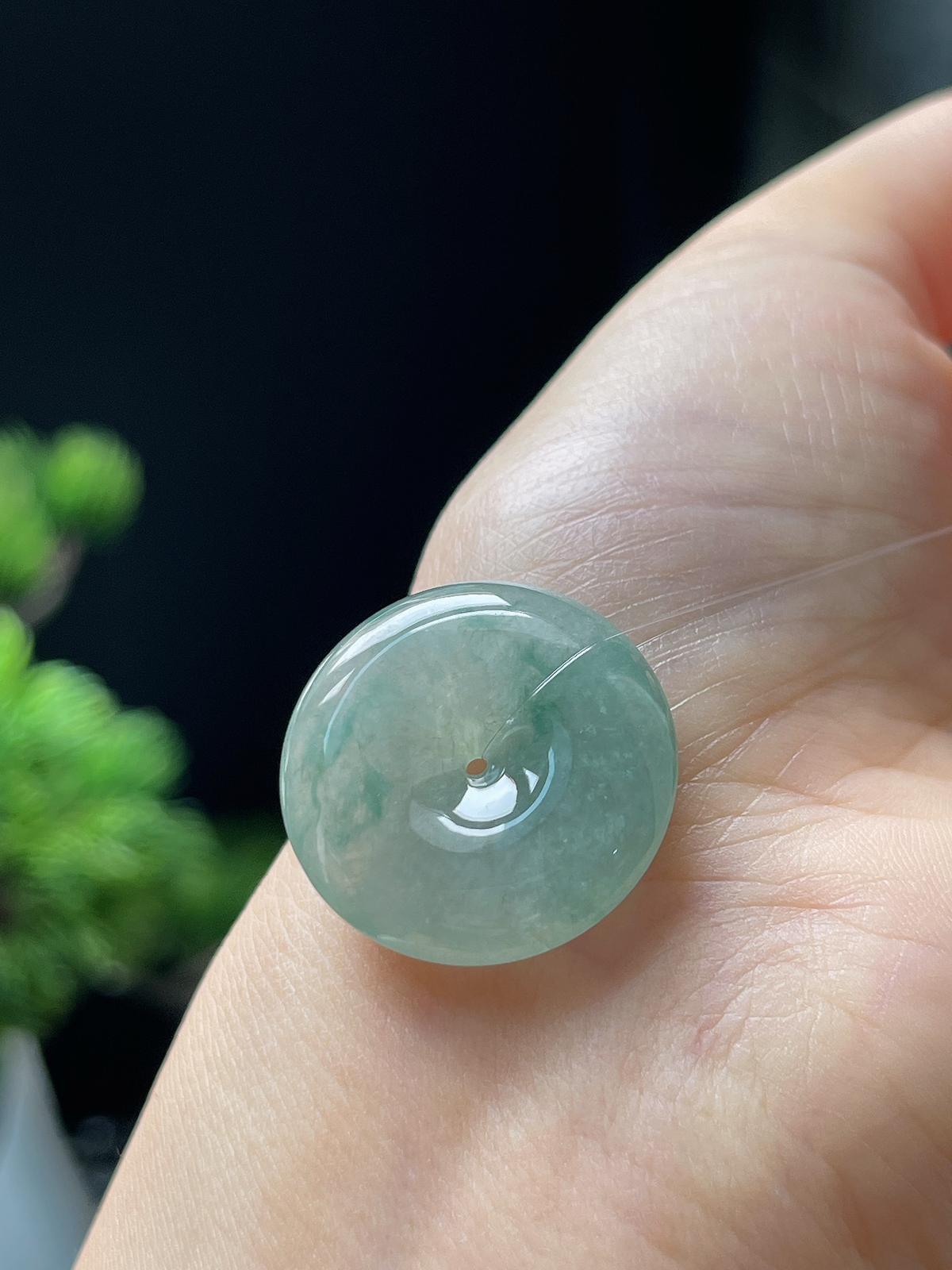 翡翠冰糯种飘花平安扣
