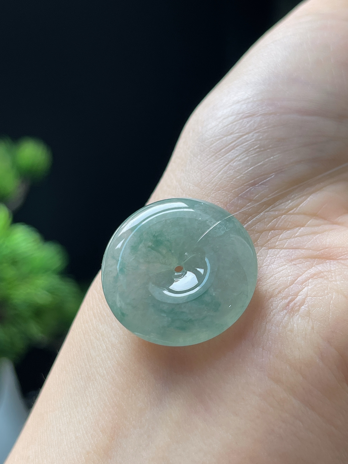 翡翠冰糯种飘花平安扣