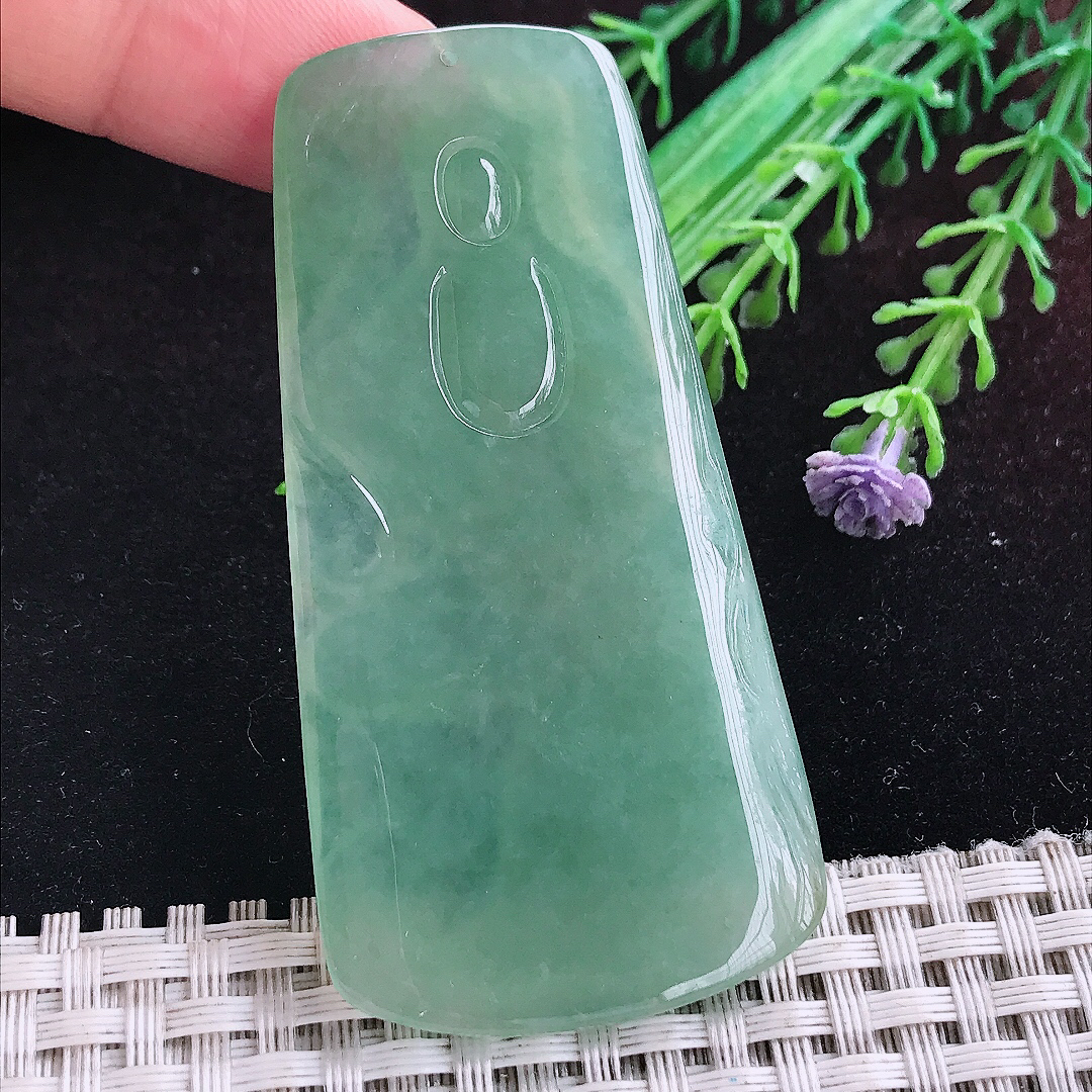 实拍A货翡翠66.8/33.3/6老坑冰润冰胶满绿普贤菩萨吊坠翡翠玉挂件