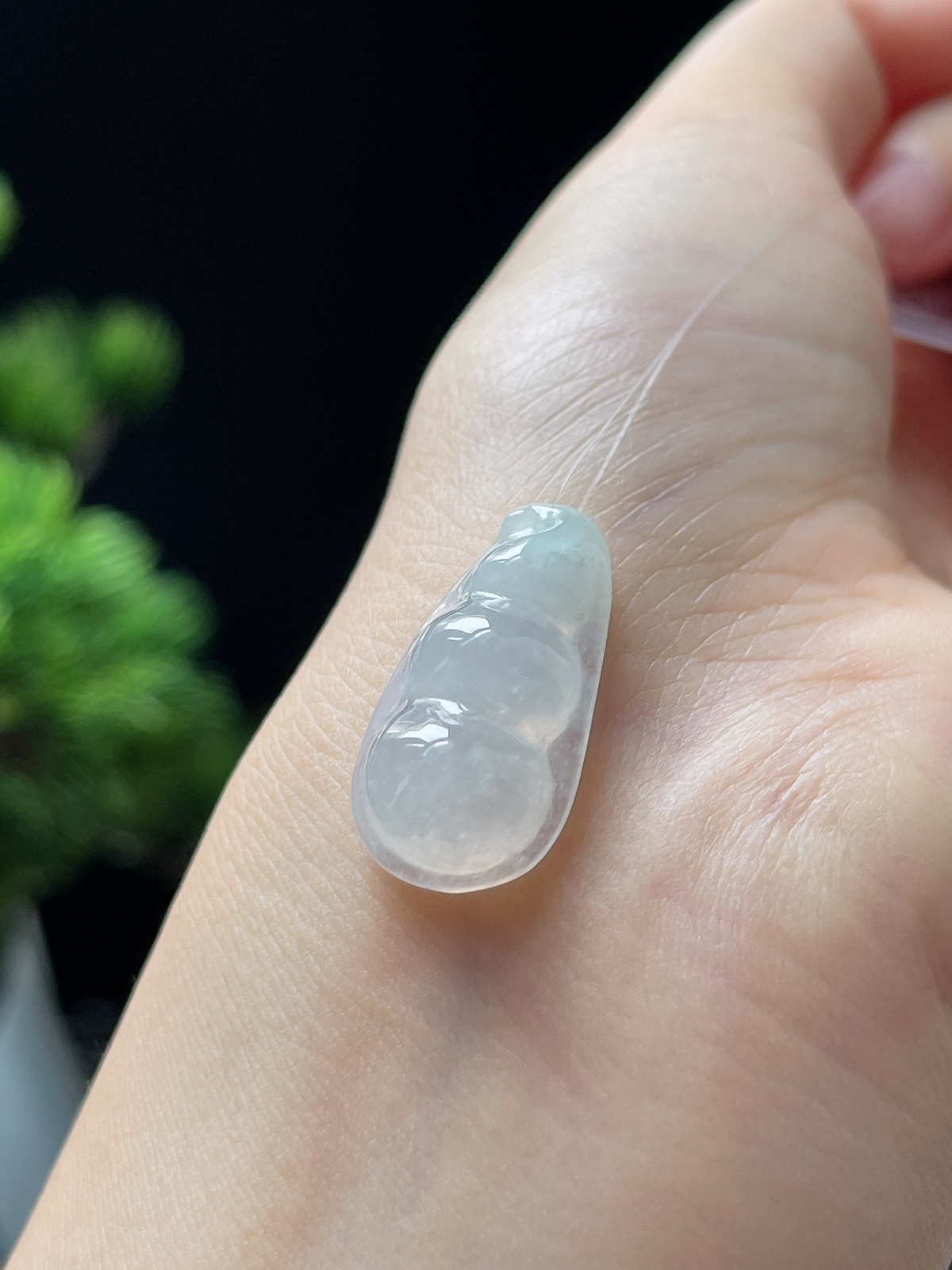 翡翠冰种白色福豆