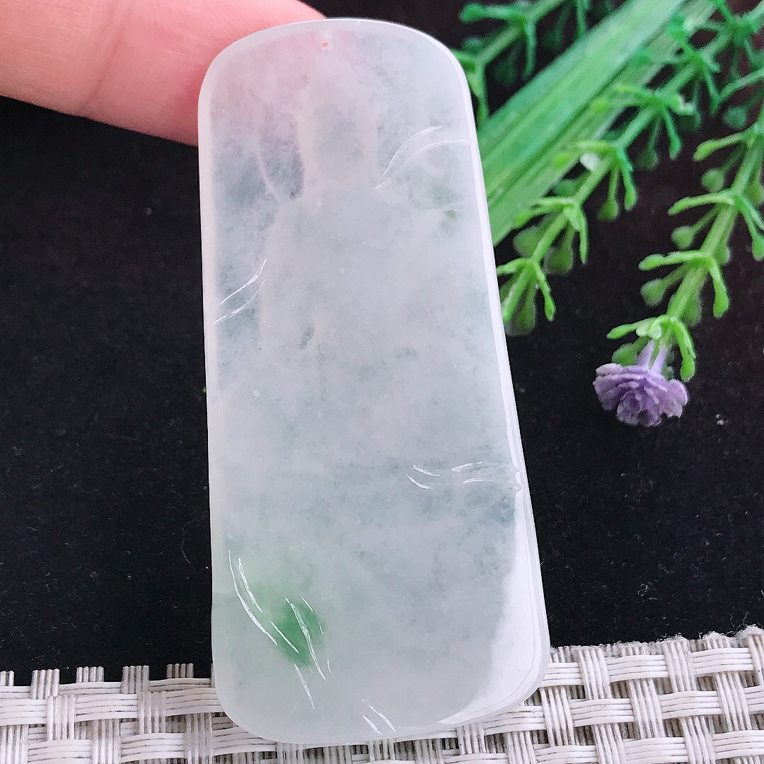 实拍A货翡翠65/30.6/6.1老坑冰润起胶普贤菩萨吊坠翡翠玉观音挂件