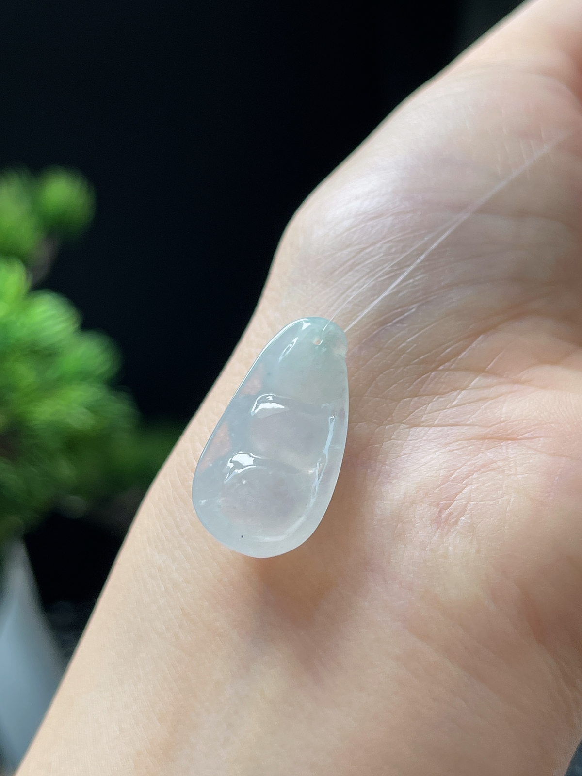 翡翠冰种白色福豆