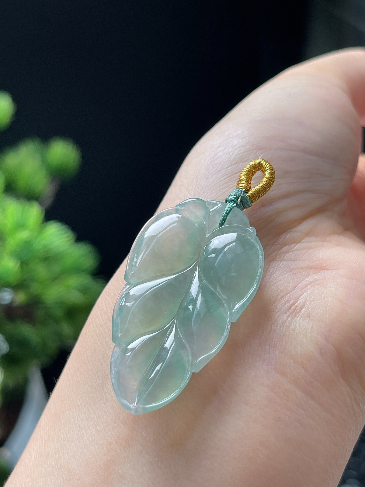 翡翠冰糯种绿色叶子