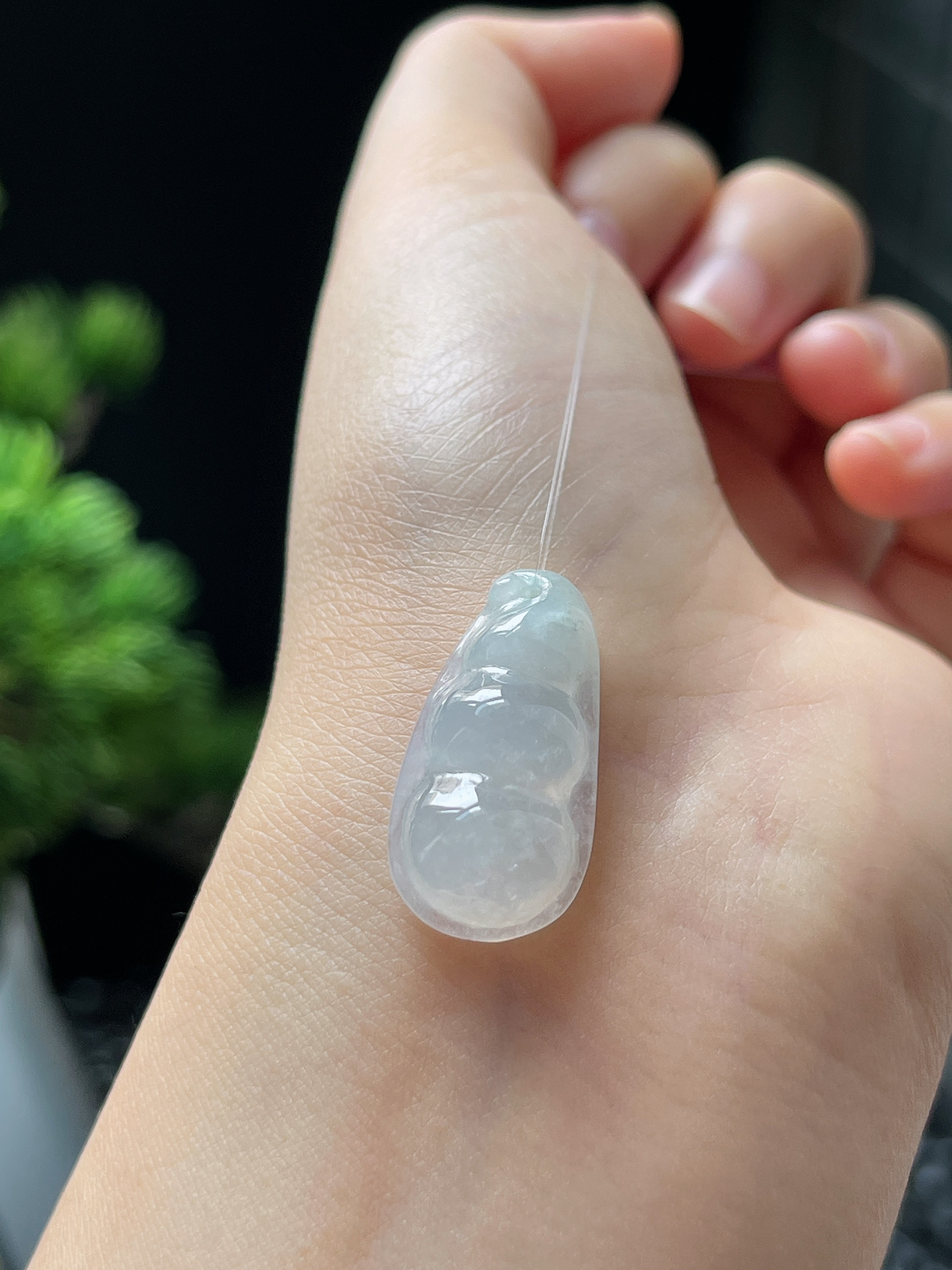 翡翠冰种白色福豆