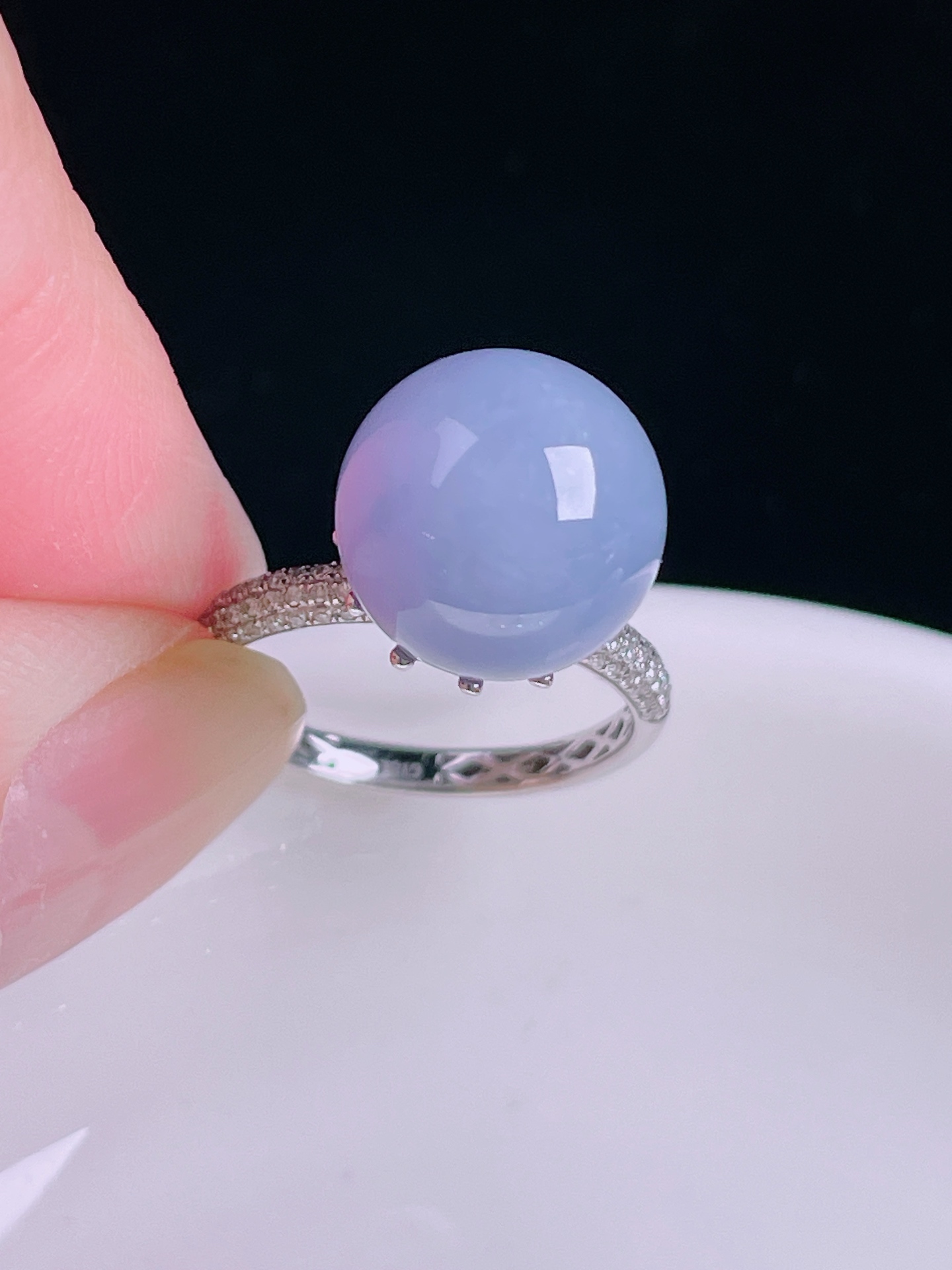 ️戒指，老种起光，细底通透，尺寸：裸石12.3mm