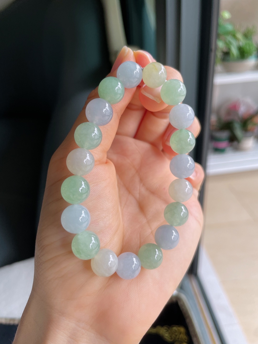 缅甸天然翡翠A货，冰种多宝手串，尺寸：10mm。【编3768】