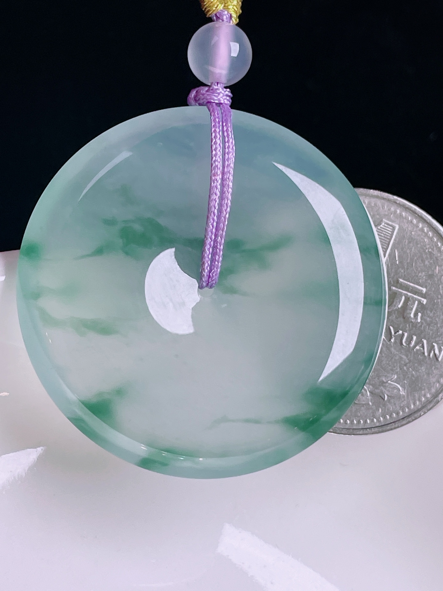 ️飘花平安扣，老种起光，细底通透，尺寸：36/6.3mm0816