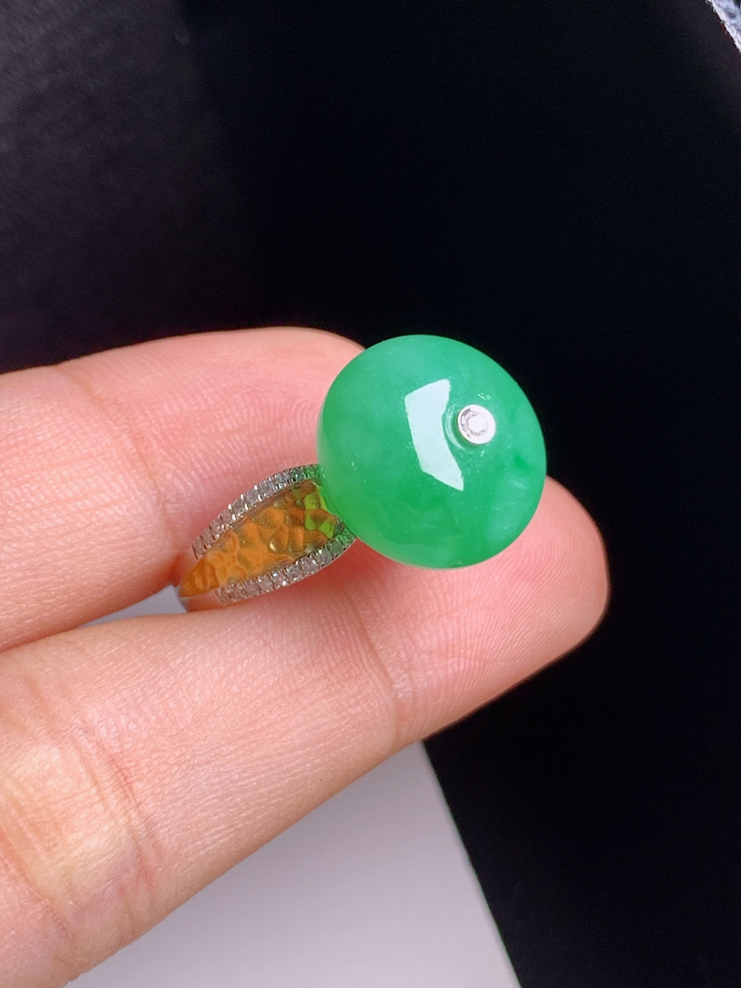 ️ 满绿平安扣戒指，翠色鲜亮，圆满吉祥，简约耐看