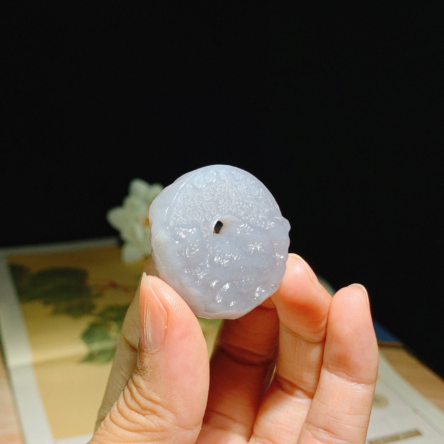 和田玉青烟紫仿古件挂件！尺寸34/10重21.5克，玉质细腻油润 脂粉好，品质好！lt260818