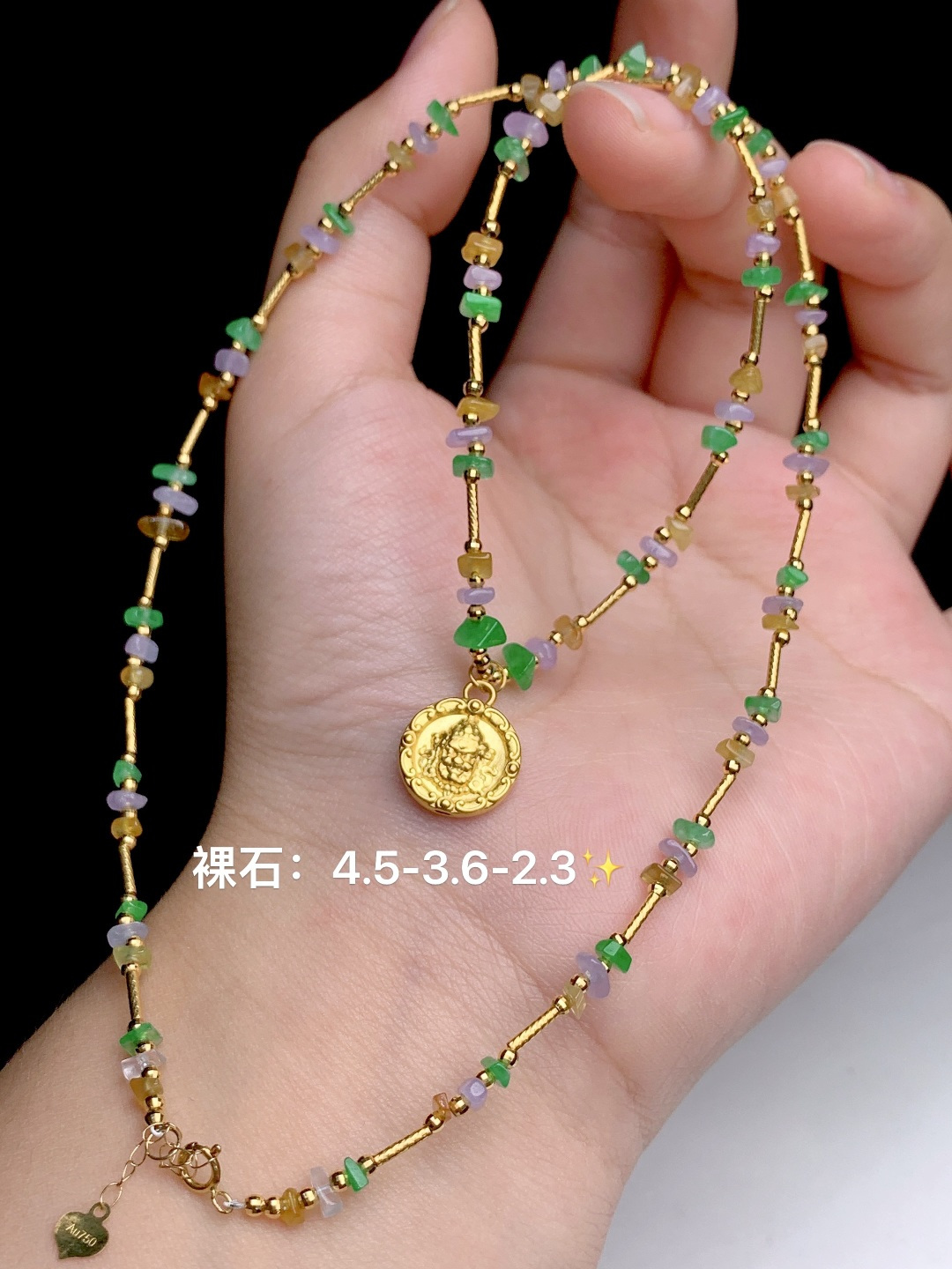 设计款锁骨链，18k金镶嵌，4.5-3.6-2.3