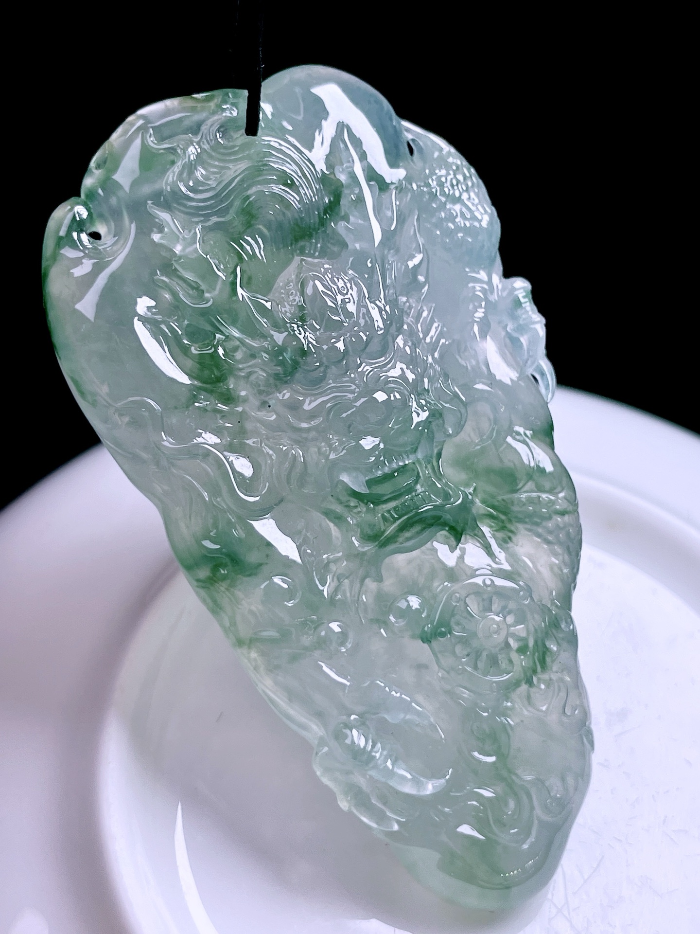 ️ 冰种飘花龙/凤 飘花灵动，油润起胶 尺寸：59.5/33/10.3