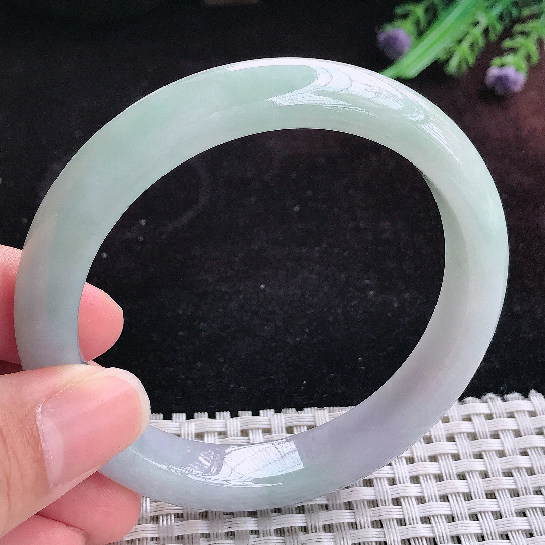实拍A货翡翠60/11.6/8.9大圈口老坑冰润晴底手镯天然玉镯平安镯女款