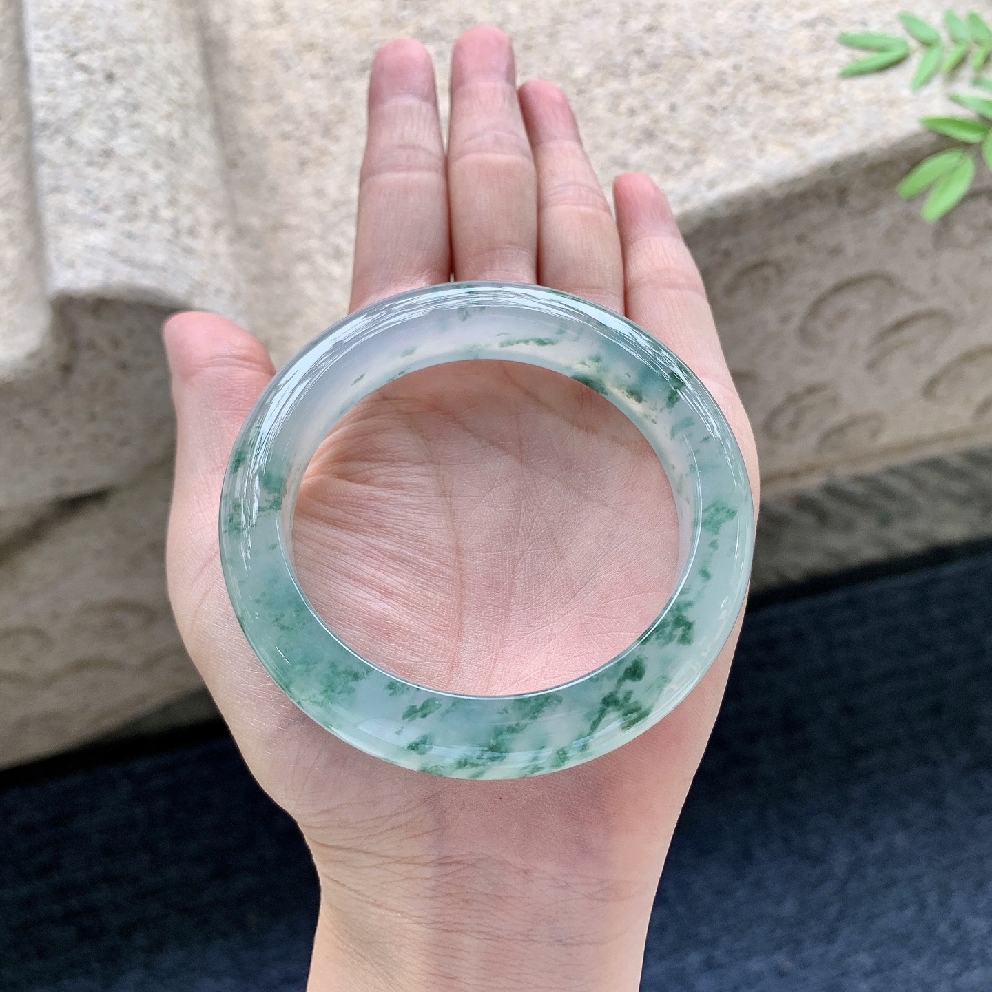 正圈55 56，圈口56.2/12.8/9.5，编码W6081725，冰飘花，清透，水润，种老，细腻