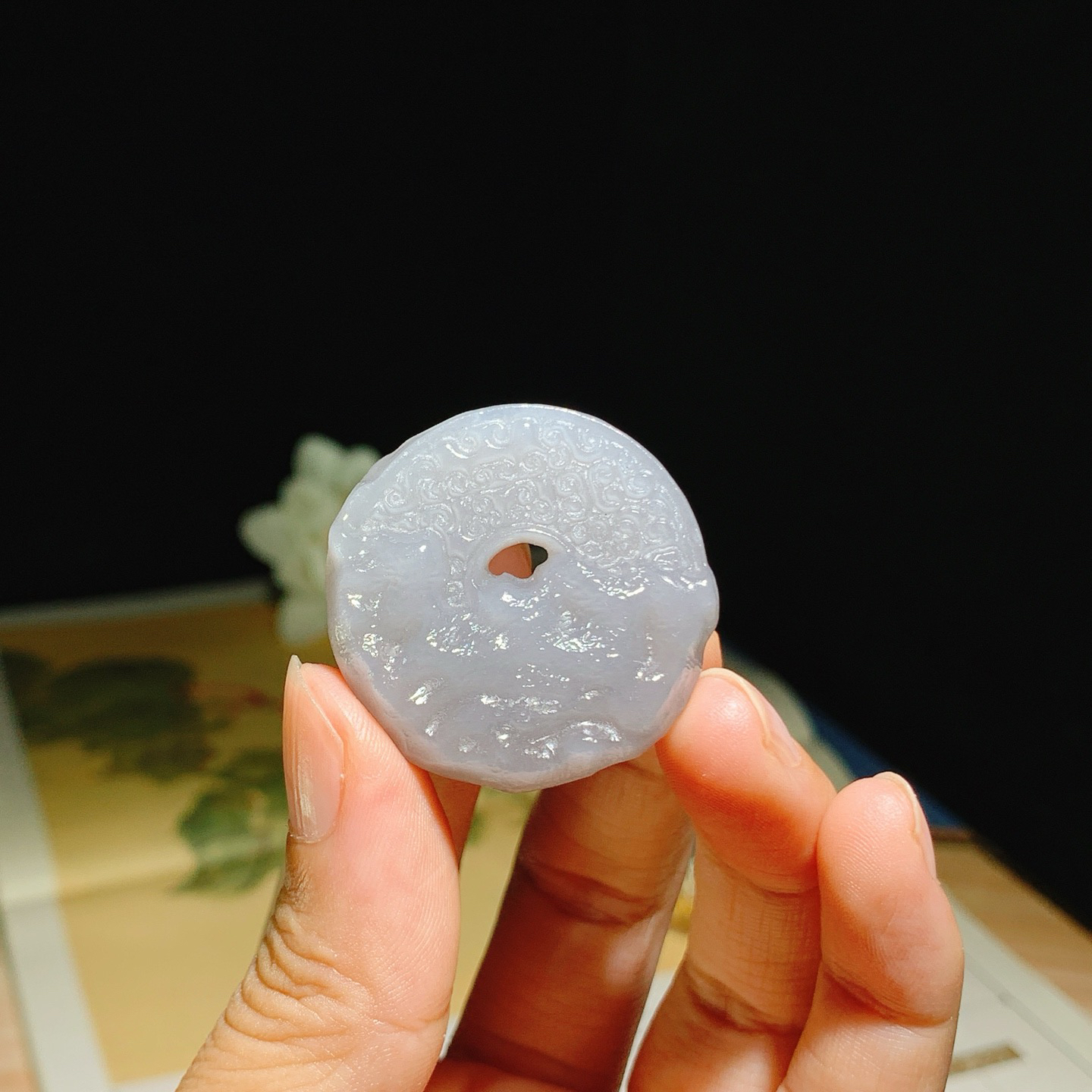 和田玉青烟紫仿古件挂件！尺寸34/10重21.5克，玉质细腻油润 脂粉好，品质好！lt260818