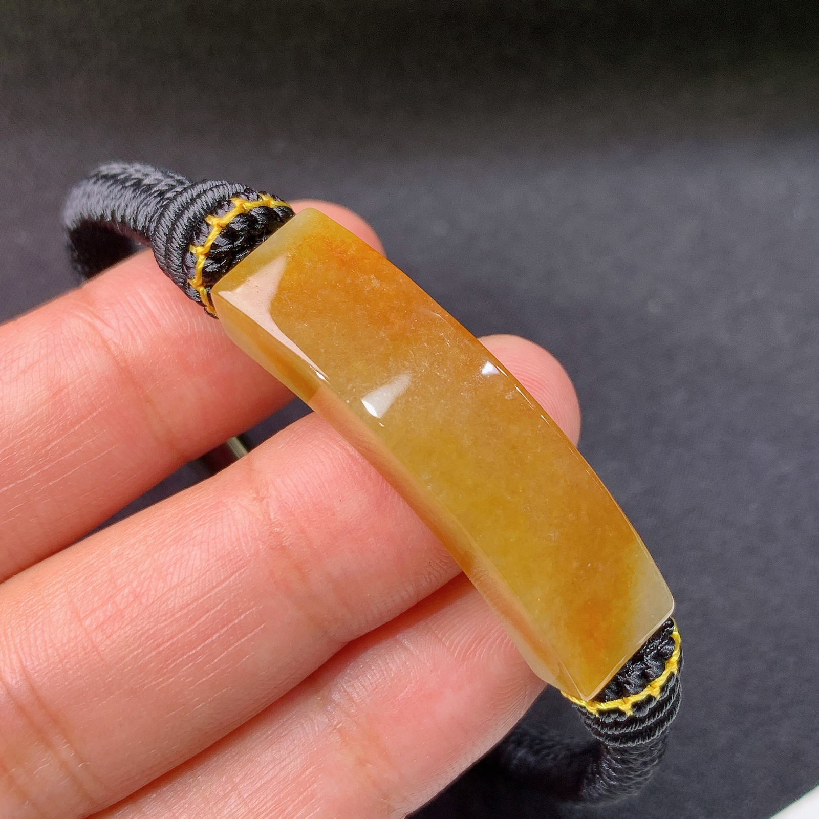 黄翡弯条手镯，纯手工编织，冰润鲜艳，玉质细腻，种水足，Jiji 尺寸36.8*9.3*5.9