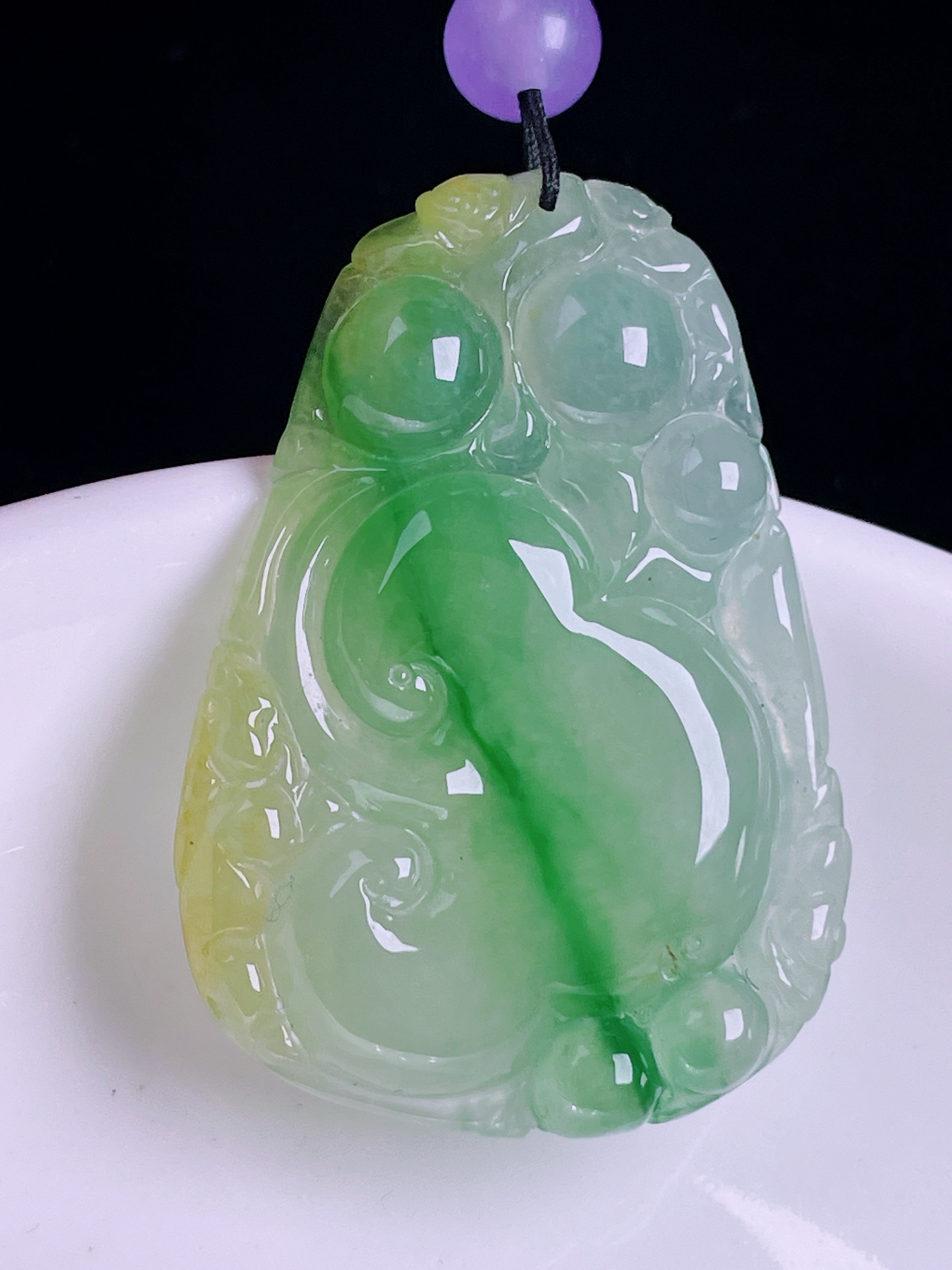 ️冰黄如意，老种起光，细底通透，尺寸：38.8/27.6/4.8mm0817