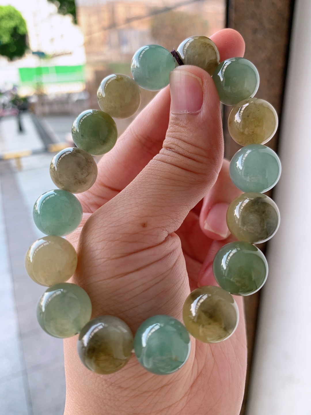 ️ 黄翡珠珠手串，色彩柔和，珠圆玉润，清新温婉