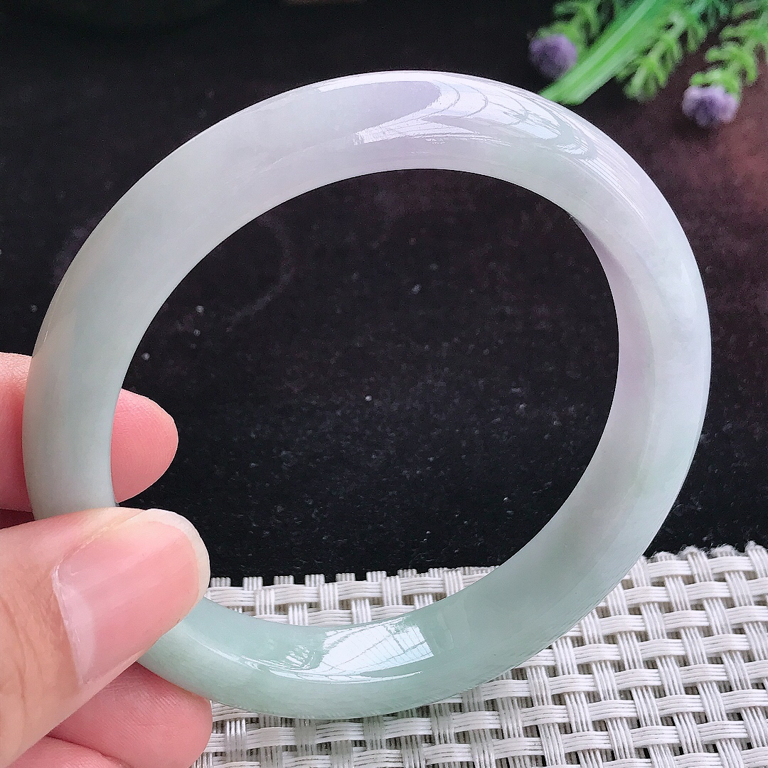 实拍A货翡翠60/11.6/8.9大圈口老坑冰润晴底手镯天然玉镯平安镯女款