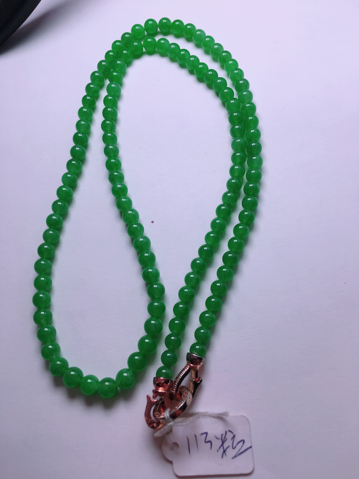 ️高冰绿珠子项链，晶莹剔透，新颖时尚，品相，5-5.6