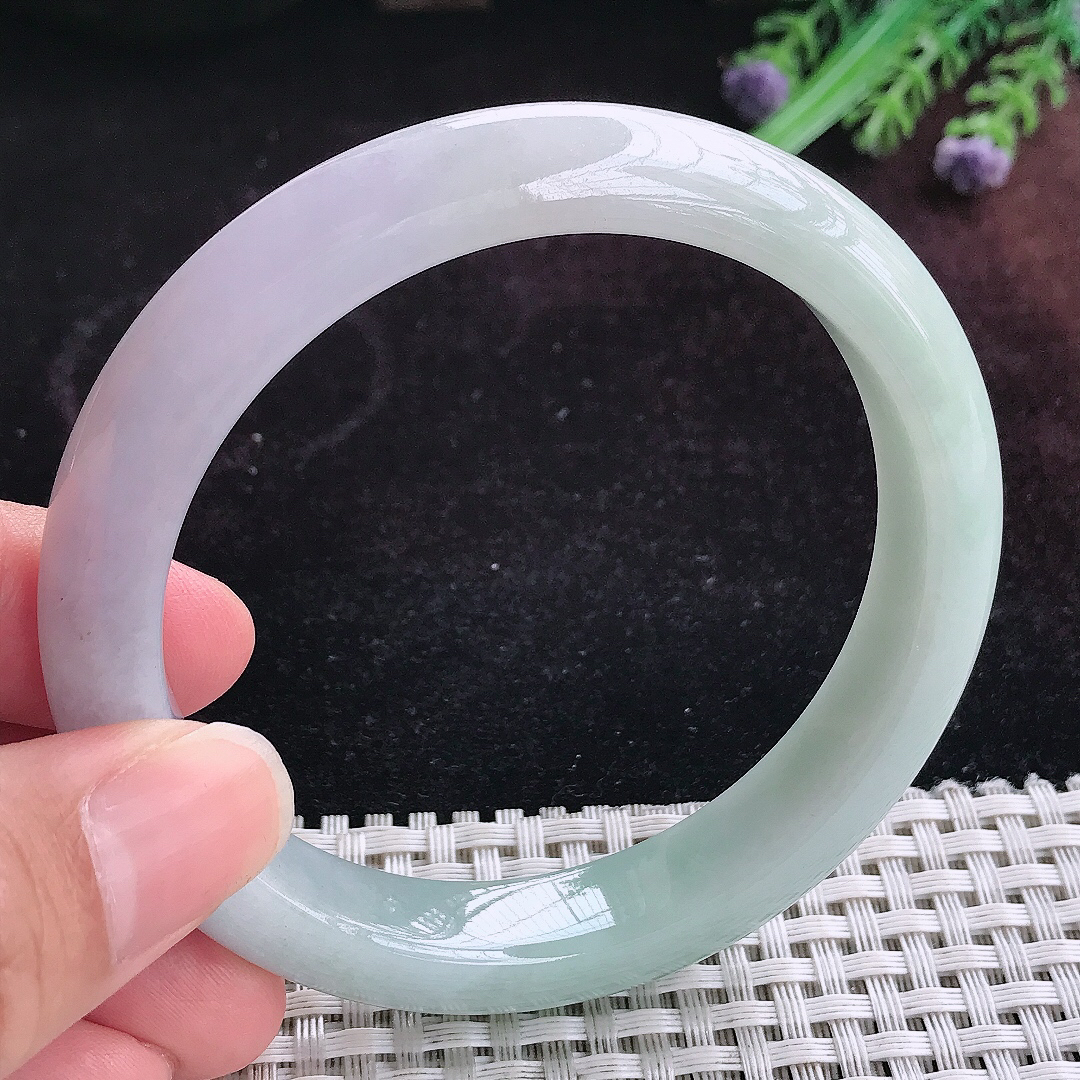 实拍A货翡翠60/11.6/8.9大圈口老坑冰润晴底手镯天然玉镯平安镯女款