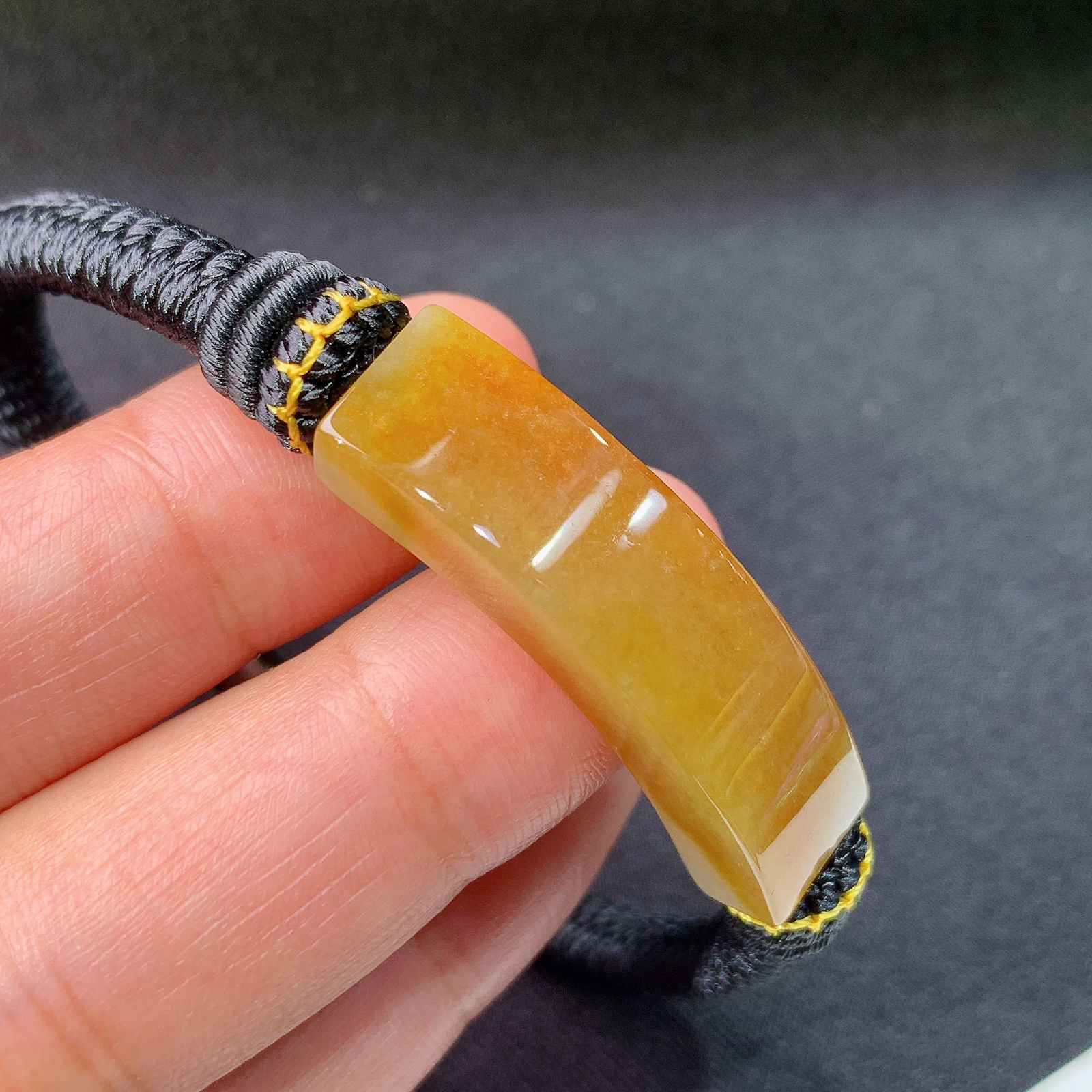 黄翡弯条手镯，纯手工编织，冰润鲜艳，玉质细腻，种水足，Jiji 尺寸36.8*9.3*5.9