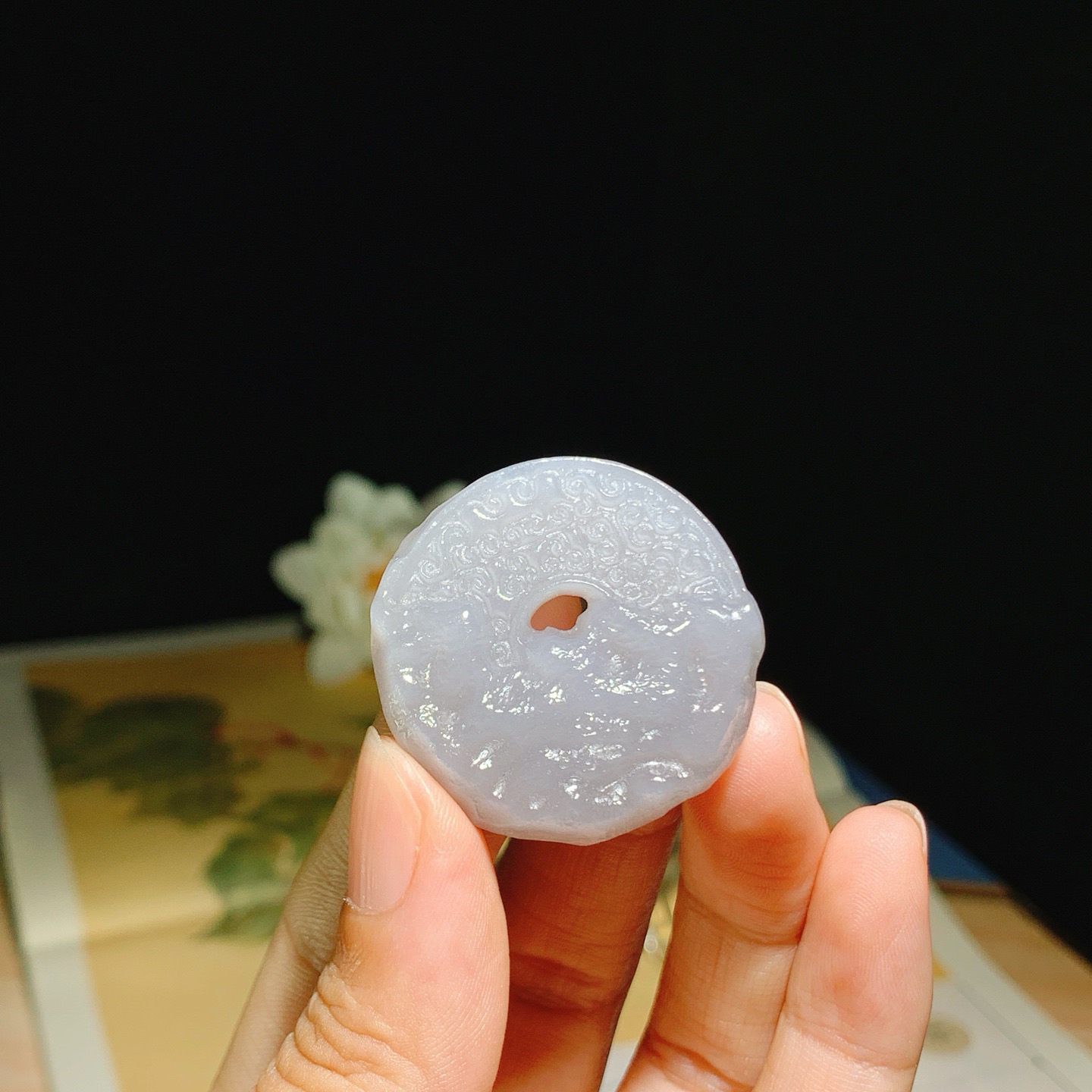 和田玉青烟紫仿古件挂件！尺寸34/10重21.5克，玉质细腻油润 脂粉好，品质好！lt260818