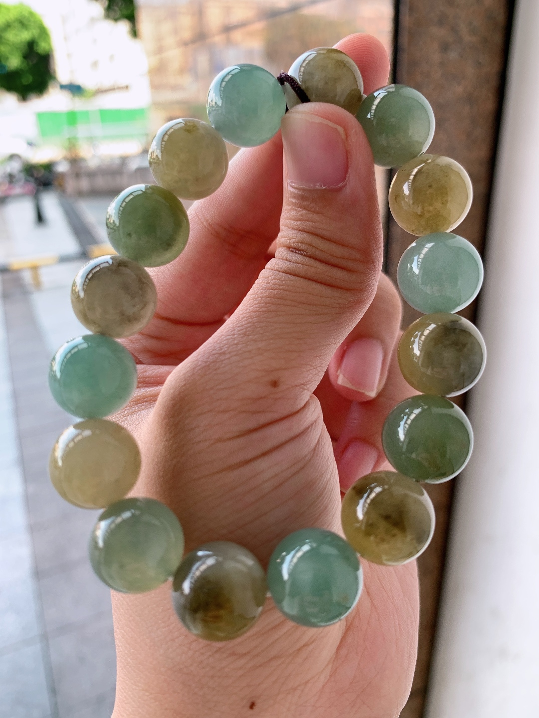 ️ 黄翡珠珠手串，色彩柔和，珠圆玉润，清新温婉