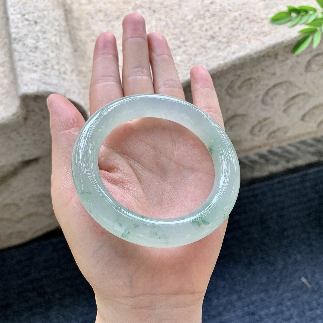 圆条54 55，圈口55/11.7/11.2，编码A1081622，冰晴底飘花，清透，水润，种老，细