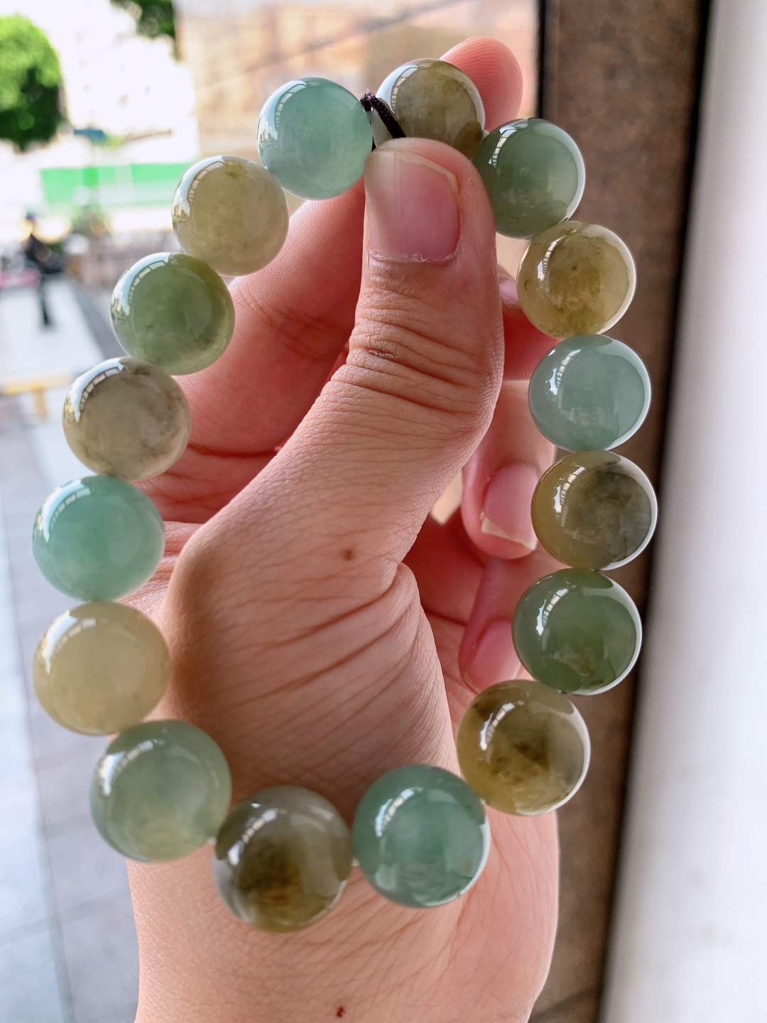 ️ 黄翡珠珠手串，色彩柔和，珠圆玉润，清新温婉