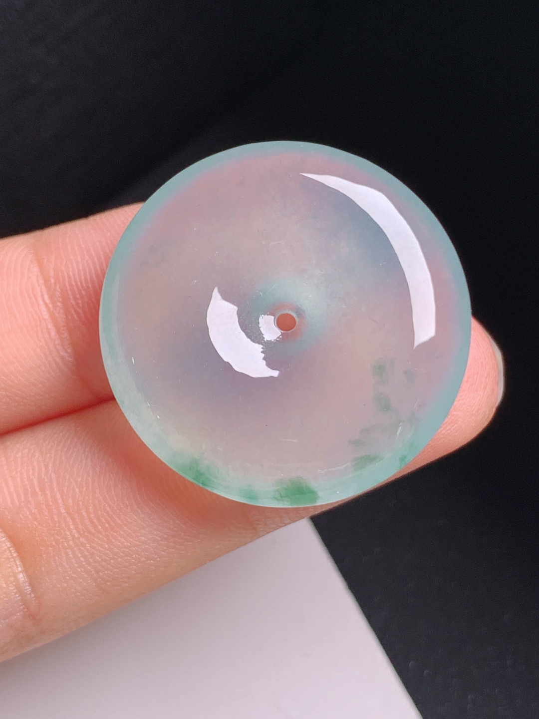 ️ 冰种飘花平安扣，清透莹润，绿意悠然，温婉耐看，裸石28.6-5.9，02