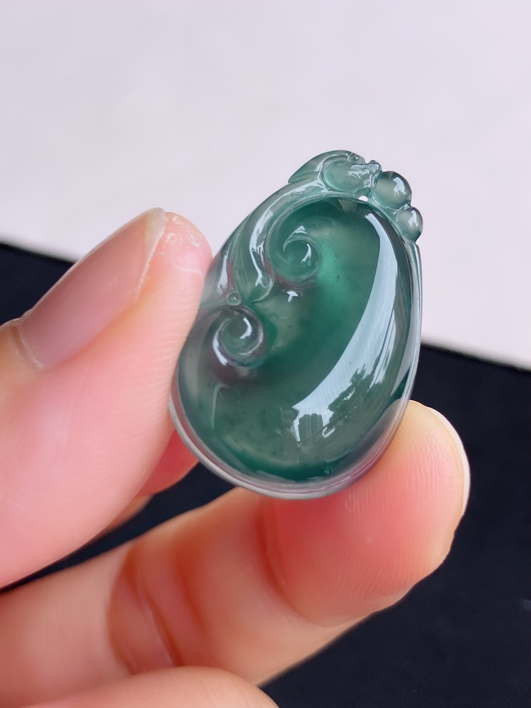 冰蓝水如意，晶莹剔透，尺寸27.3/18/6/自然光实拍