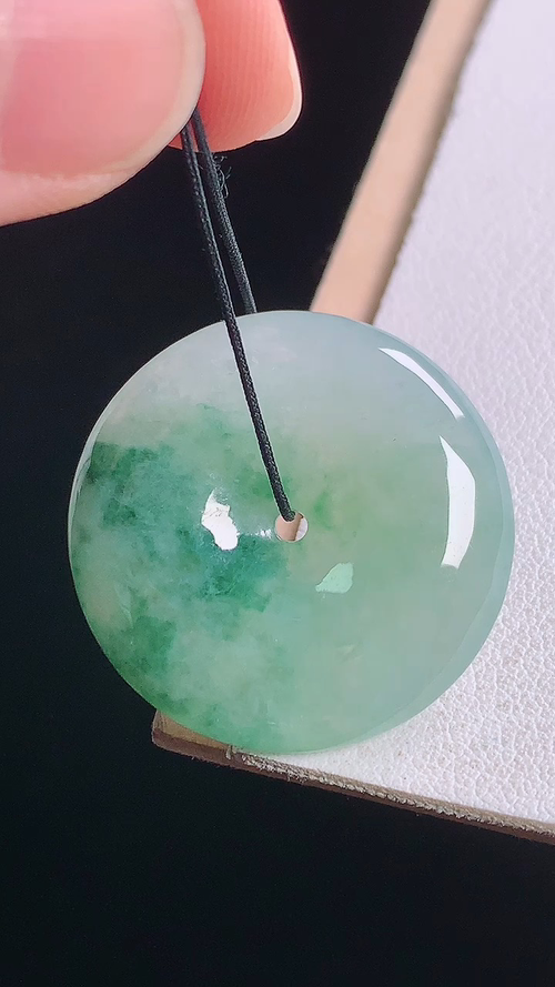 冰飘花平安扣，无裂，尺寸:27.4-5.8mm