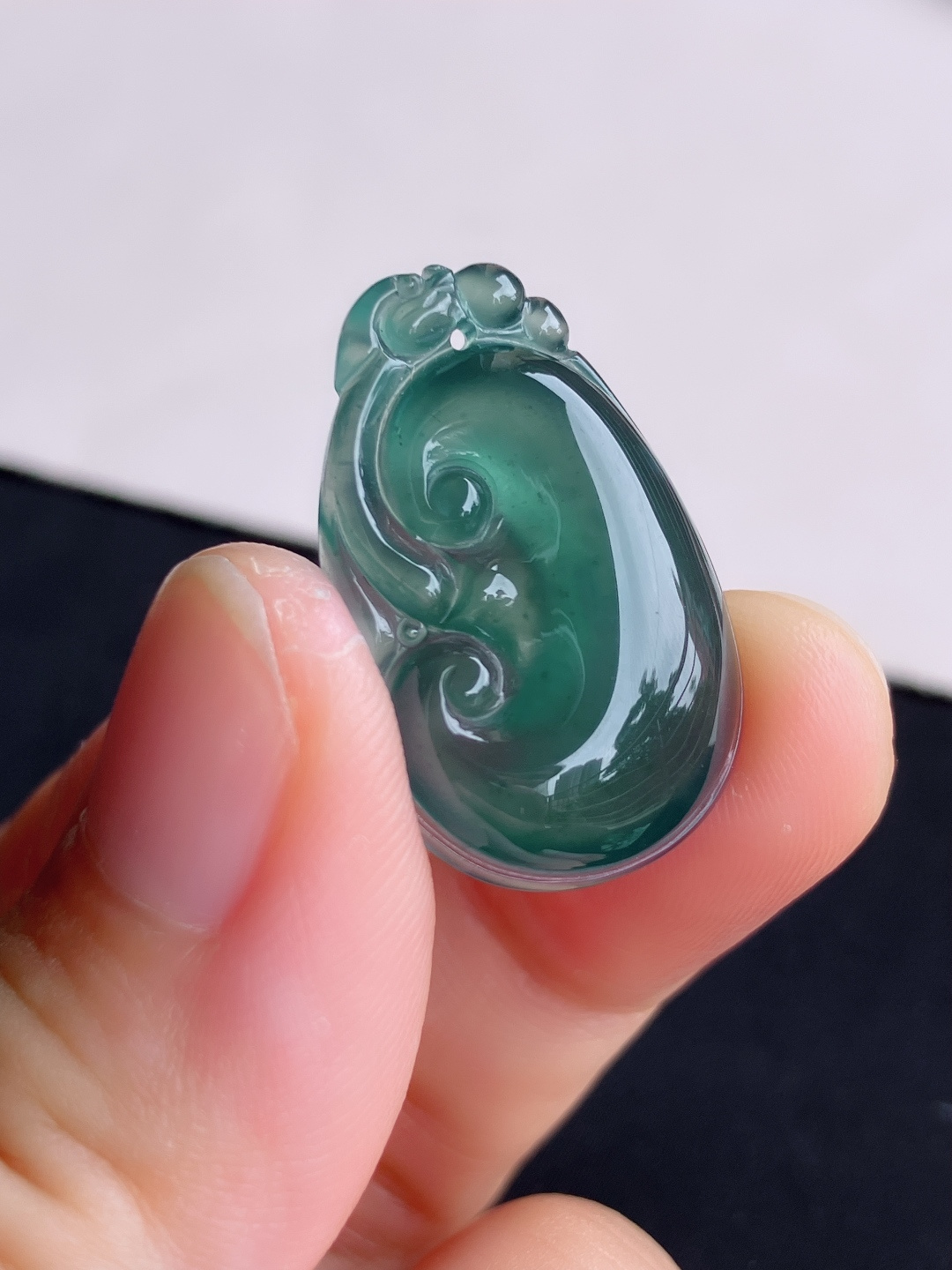 冰蓝水如意，晶莹剔透，尺寸27.3/18/6/自然光实拍