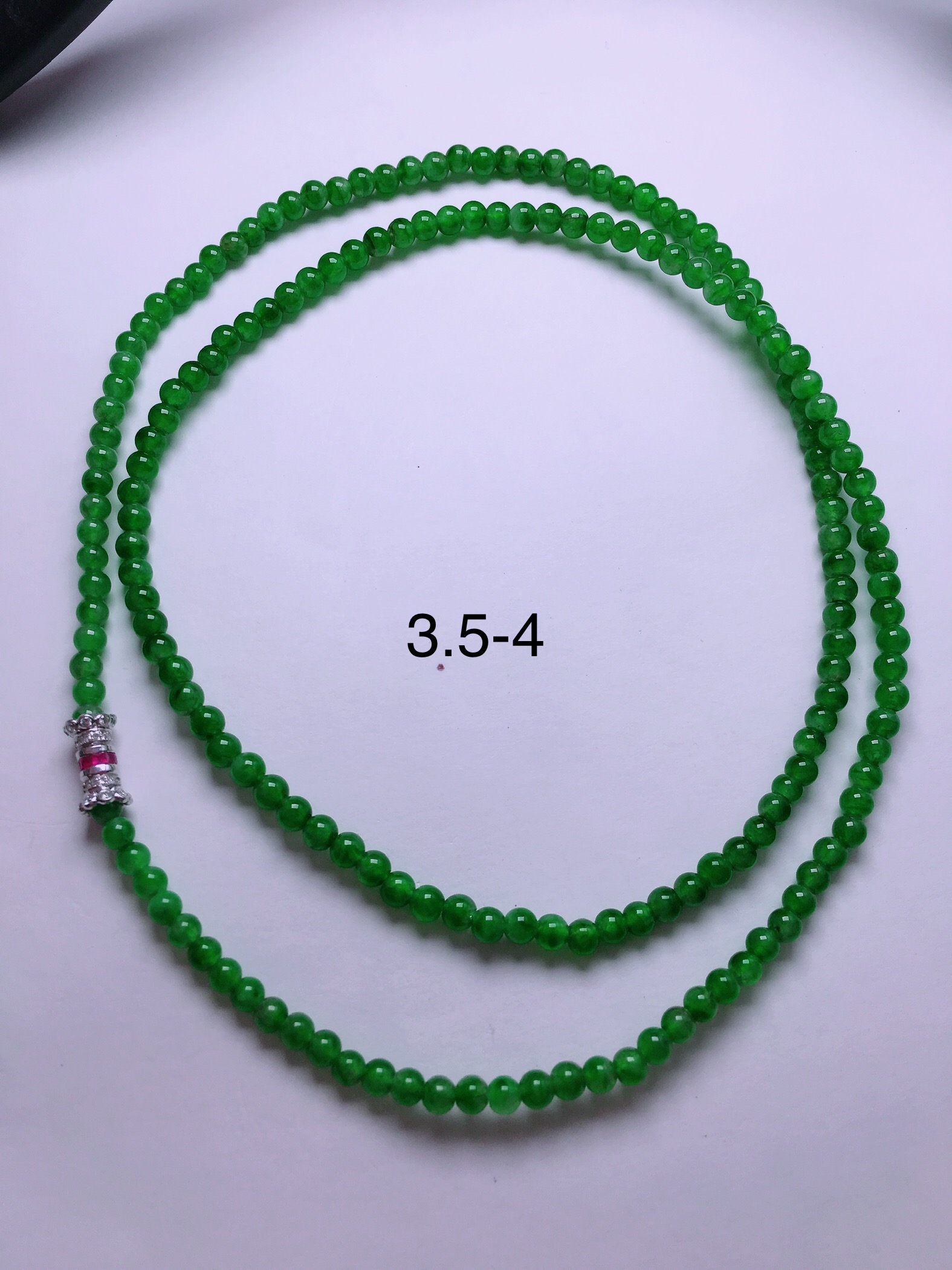 ️高冰绿珠子项链，晶莹剔透，新颖时尚，品相，3.5-4