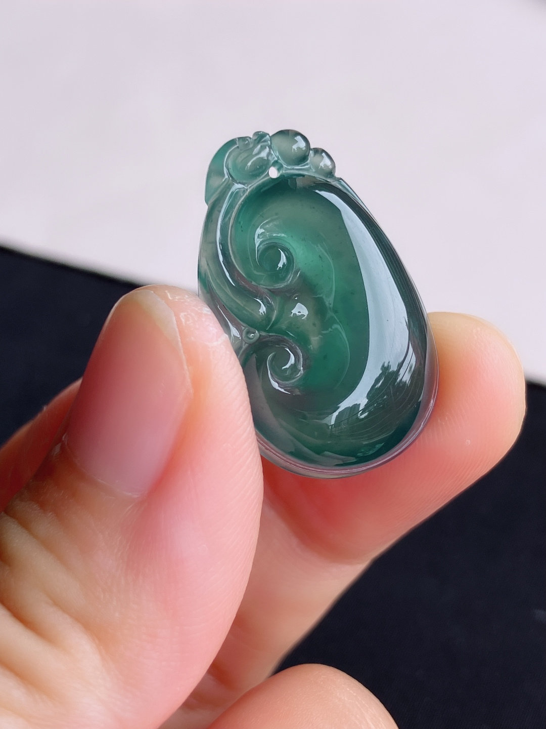 冰蓝水如意，晶莹剔透，尺寸27.3/18/6/自然光实拍