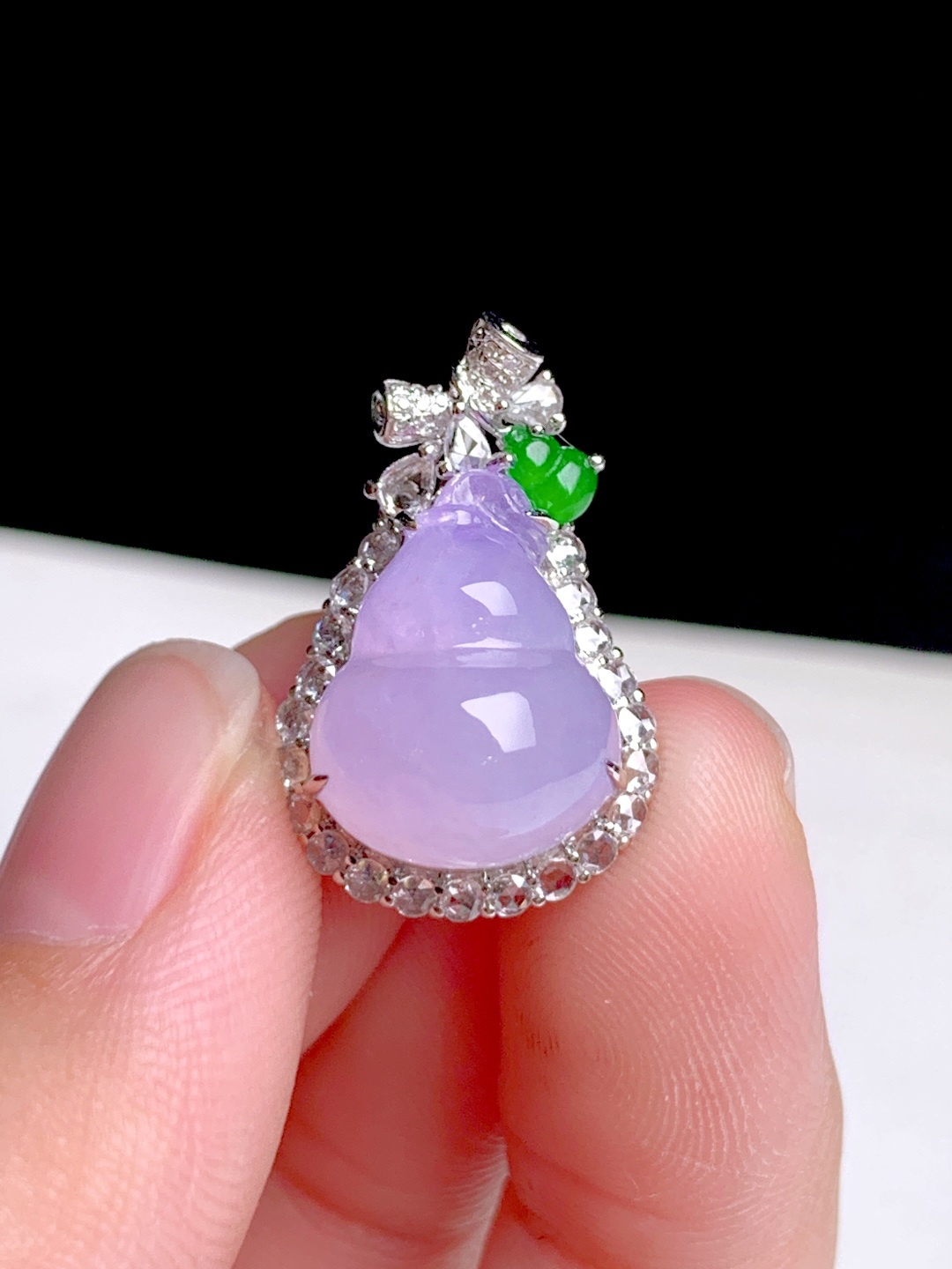 冰粉紫葫芦，18k金钻镶嵌，22.5-14.2-12