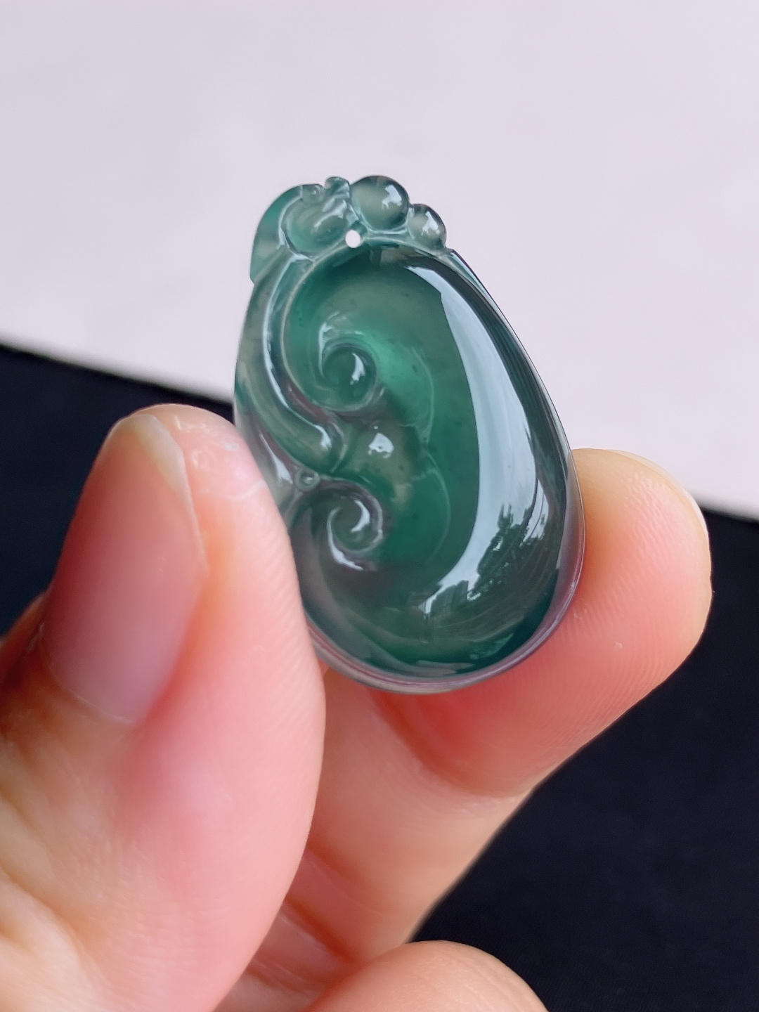 冰蓝水如意，晶莹剔透，尺寸27.3/18/6/自然光实拍