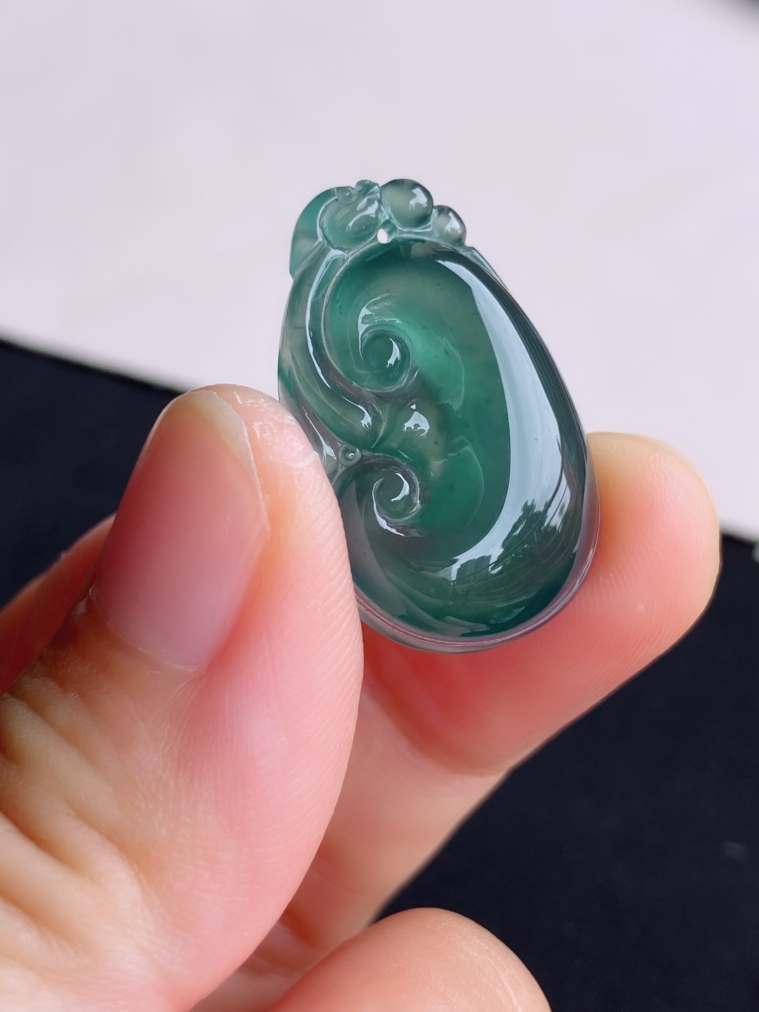 冰蓝水如意，晶莹剔透，尺寸27.3/18/6/自然光实拍