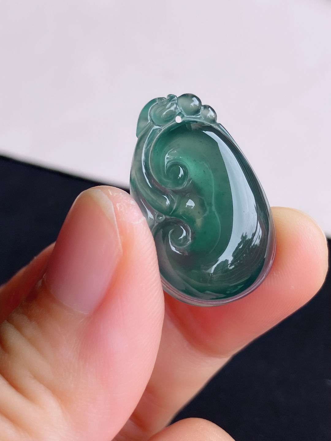 冰蓝水如意，晶莹剔透，尺寸27.3/18/6/自然光实拍