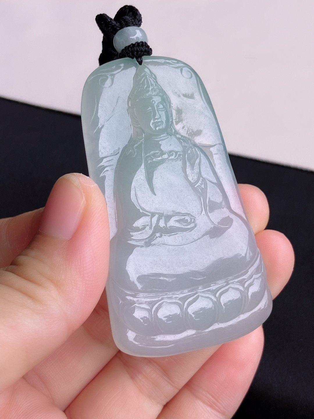 底色观音菩萨，晶莹剔透，尺寸63.3/36.5/5.6/自然光实拍