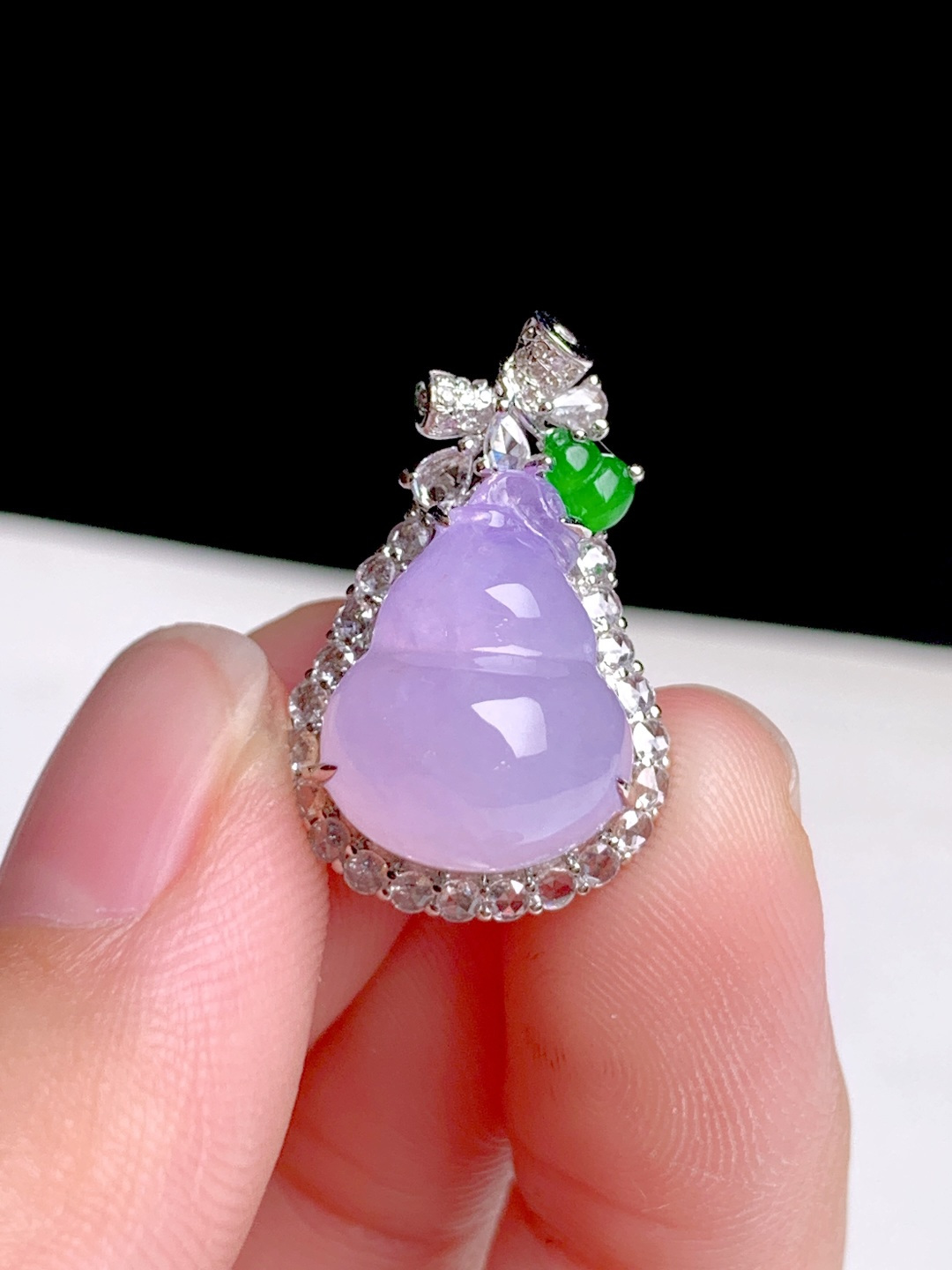 冰粉紫葫芦，18k金钻镶嵌，22.5-14.2-12