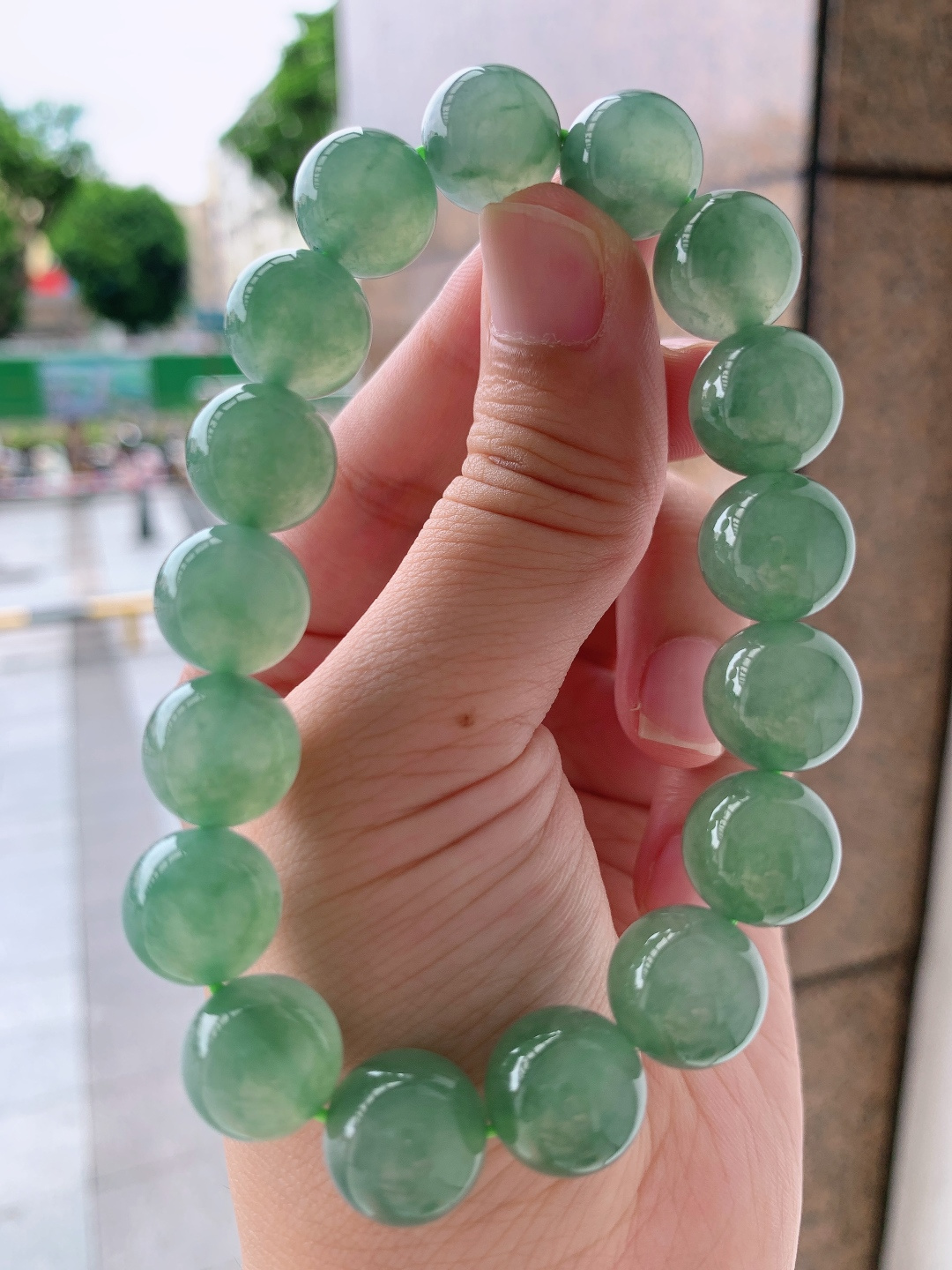 ️ 冰种绿珠珠手链，珠圆玉润，水头清亮，岁岁平安