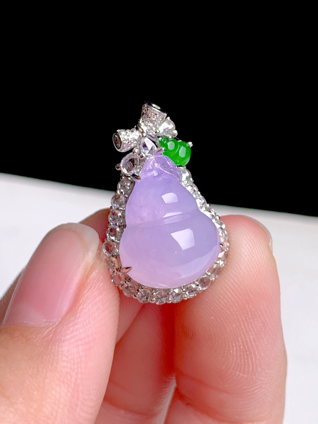 冰粉紫葫芦，18k金钻镶嵌，22.5-14.2-12